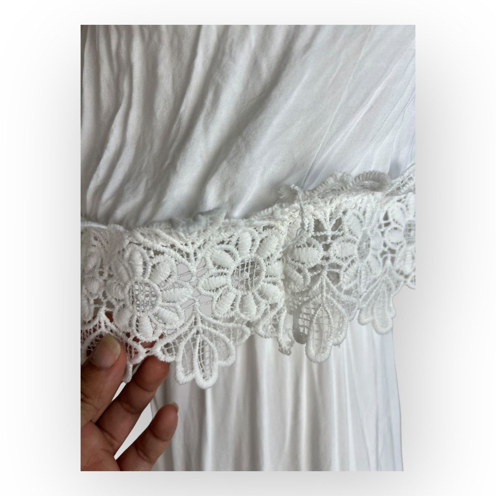Vintage Solitaire Swim Boho Dress Cover-Up - White Strapless Hi-Lo Size S / US 4 / IT 40 - 2 Thumbnail