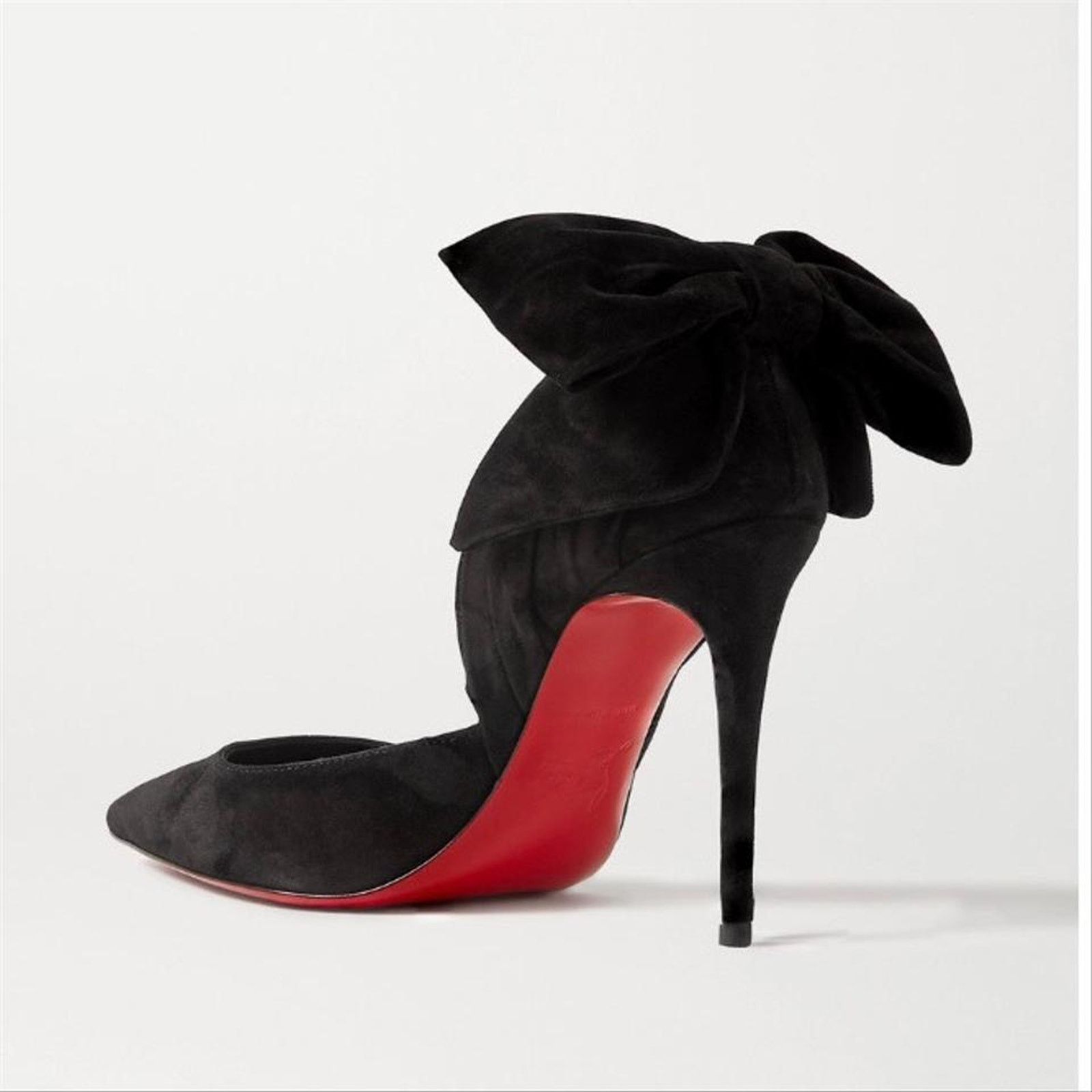 Christian Louboutin Rabakate 100 bow embellished suede leather pumps heels Size US 10 / IT 40 - 3 Thumbnail