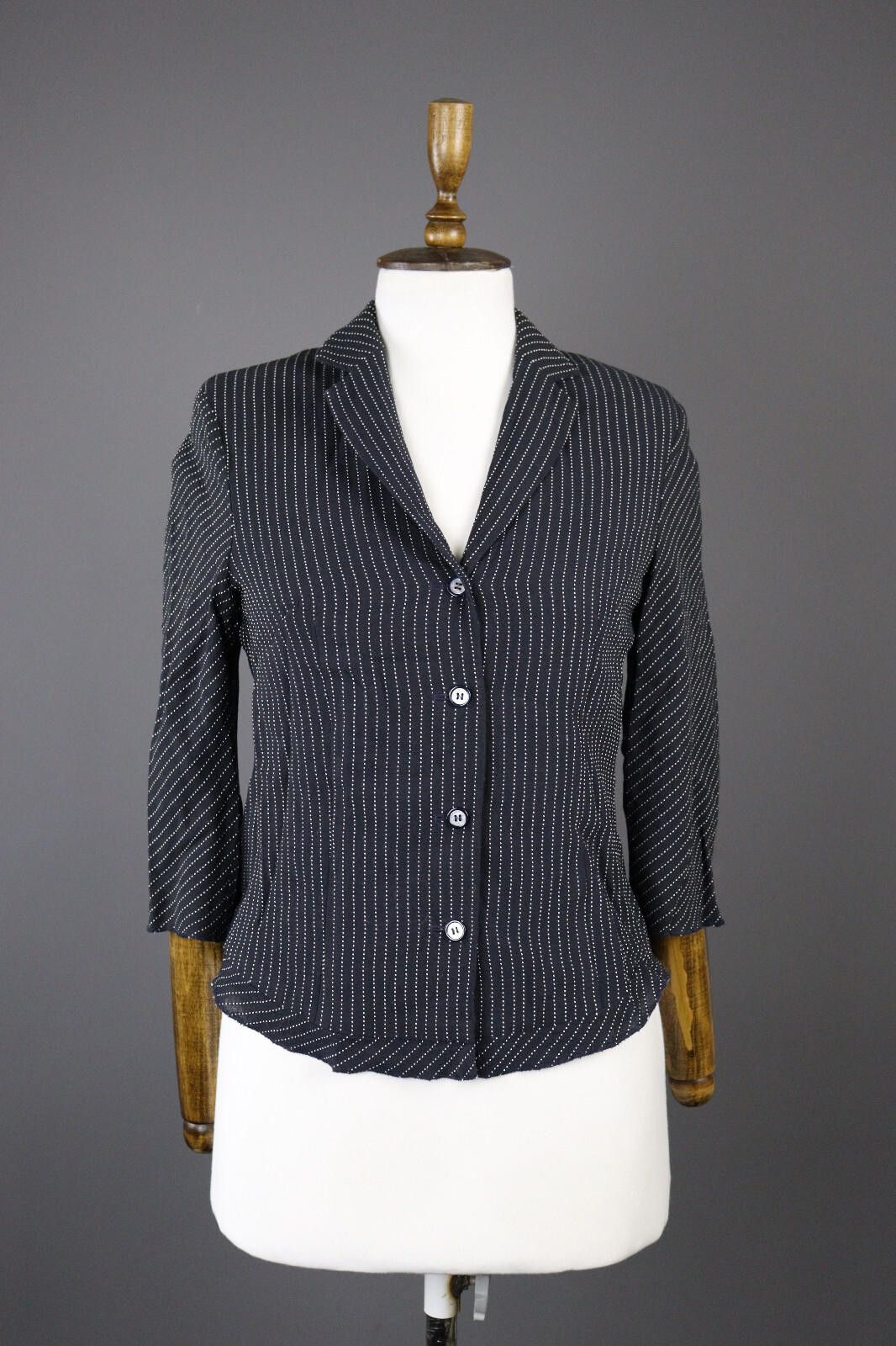 Designer Ladies Marc Cain Gray Wool Classic Blazer Jacket Size 2 Size XS / US 0-2 / IT 36-38 - 2 Thumbnail