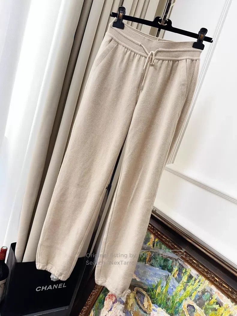 Loro Piana Loro Piana Light Beige Knit Drawstring Casual Pants Size 25" / US 0 / IT 36 - 1 Thumbnail