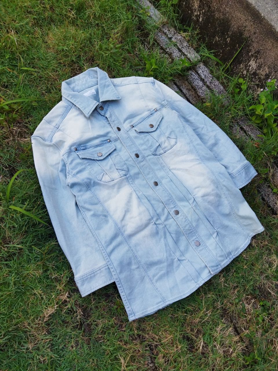 Tornado Mart Tornado Mart Stretch Denim Shirt - Size L Size US L / EU 52-54 / 3 - 3 Thumbnail
