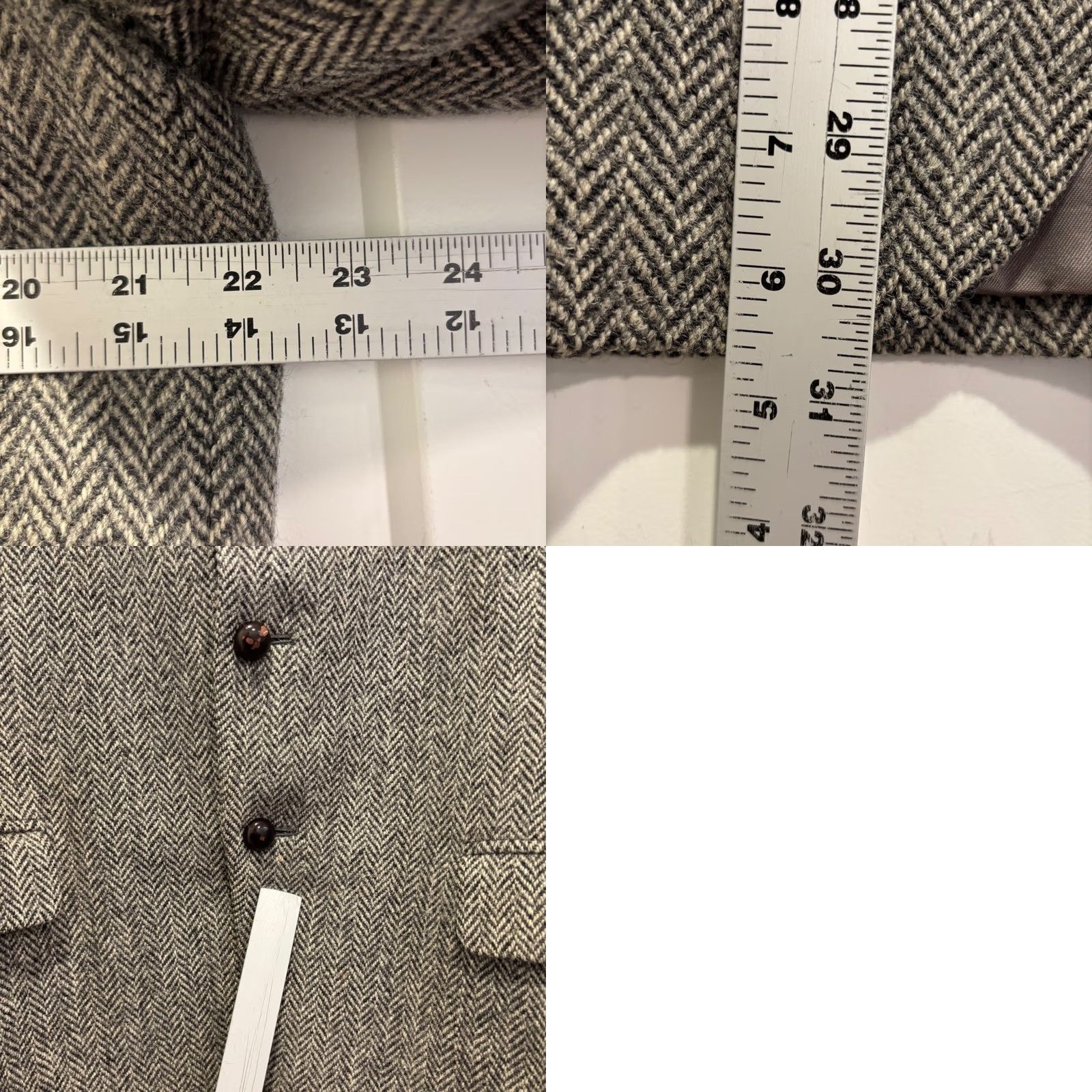 CO Dunn & Co Harris Tweed Vintage Blazer Grey Herringbone Wool Sport Coat Jacket - 44R Men's|Mens|Shirt Size 44R - 8 Thumbnail
