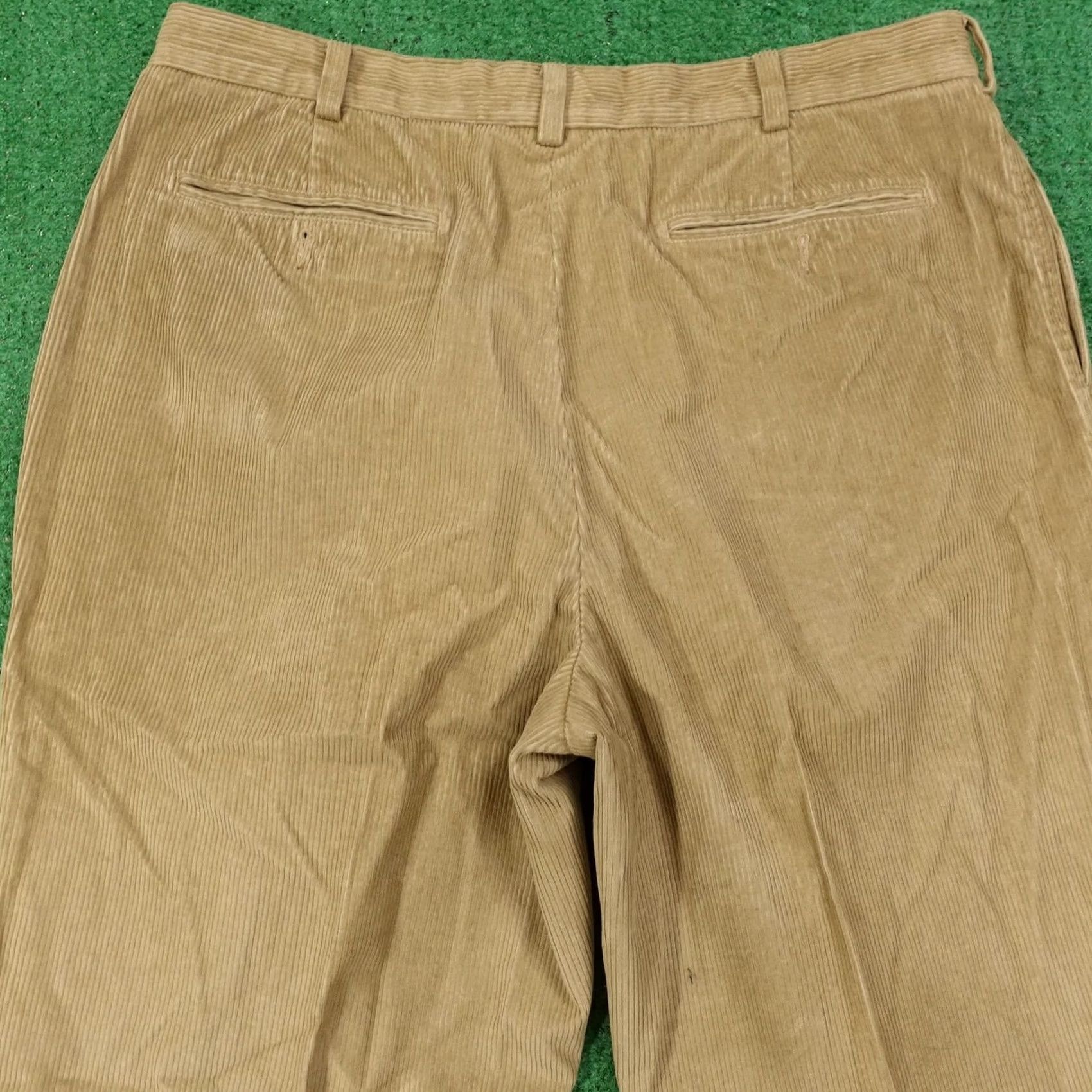 Cremieux Daniel Cremieux Classics Pants Mens 40x32 Beige Corduroy Pleated Cuffed Classic Tapered Dress Pants Size US 40 / EU 56 - 5 Thumbnail