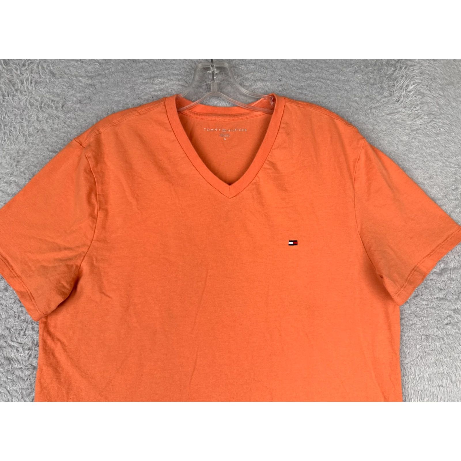 Tommy Hilfiger Tommy Hilfiger Shirt Adult Medium Orange V-Neck Cotton Blend Short Sleeve Size M / US 6-8 / IT 42-44 - 4 Thumbnail