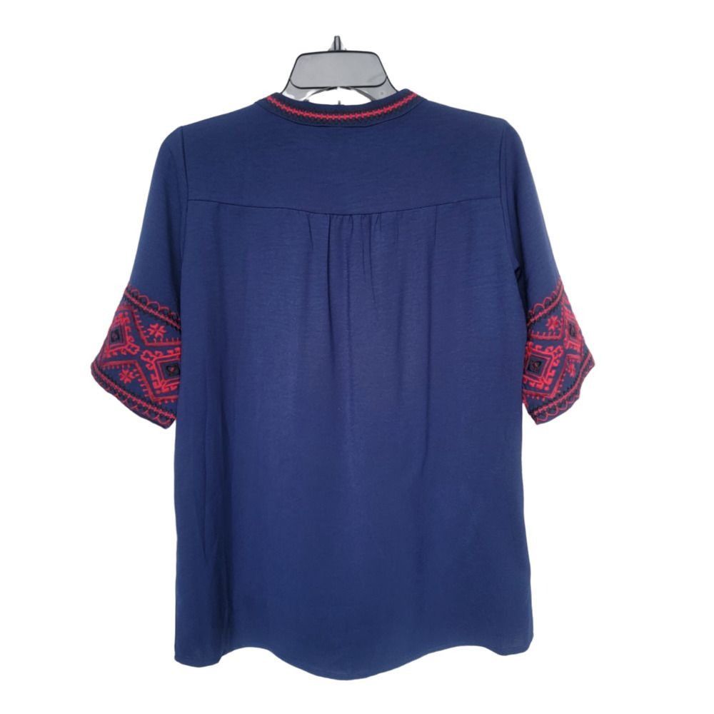 Other ⭐Womens Navy Blue Embroidered Tunic Top Sz S Beach Boho Red Size S / US 4 / IT 40 - 3 Thumbnail