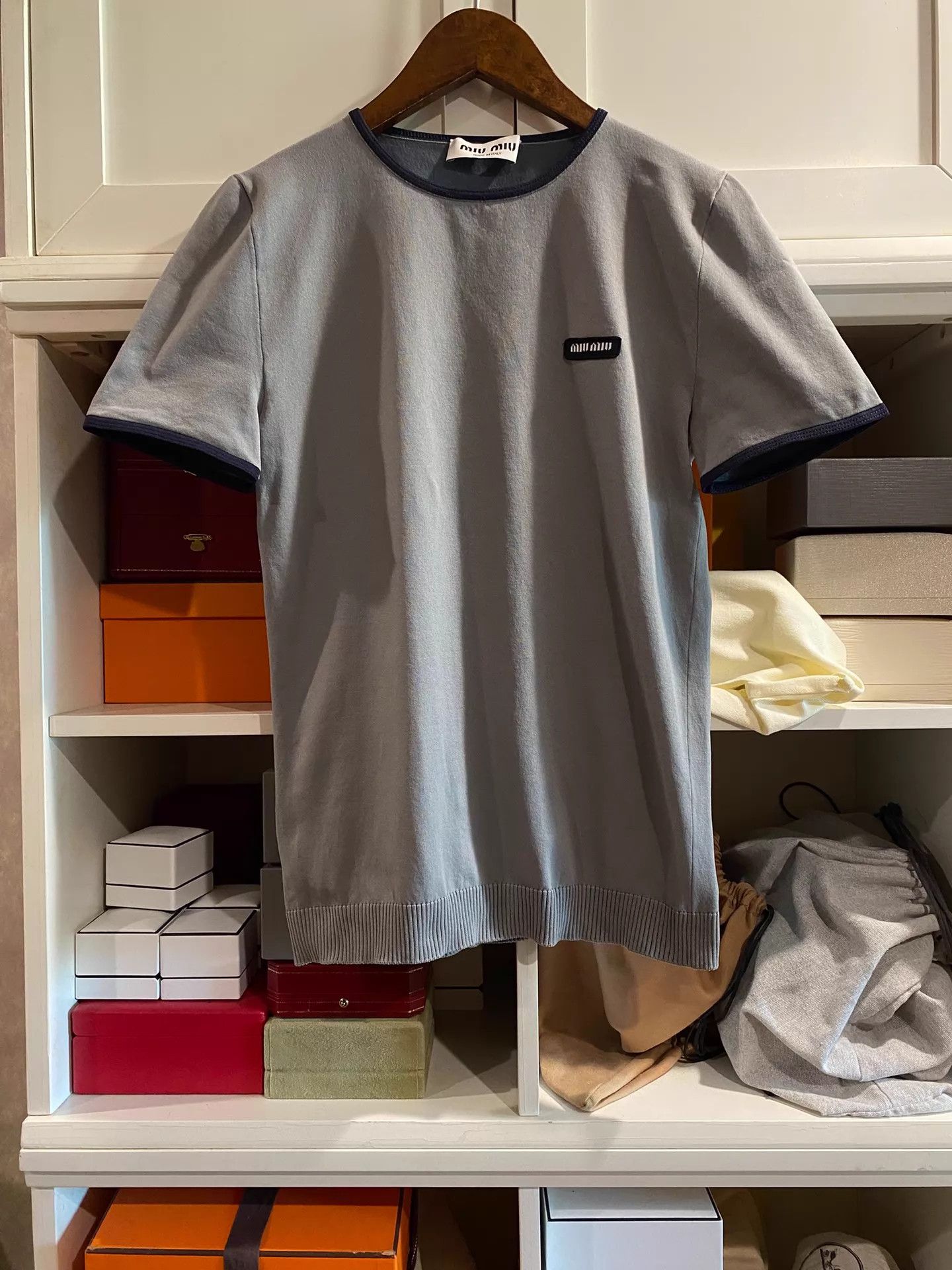 Miu Miu MIU MIU SS Short Sleeve Tech Fabric Size 40 Celebrity Size S / US 4 / IT 40 - 1 Thumbnail