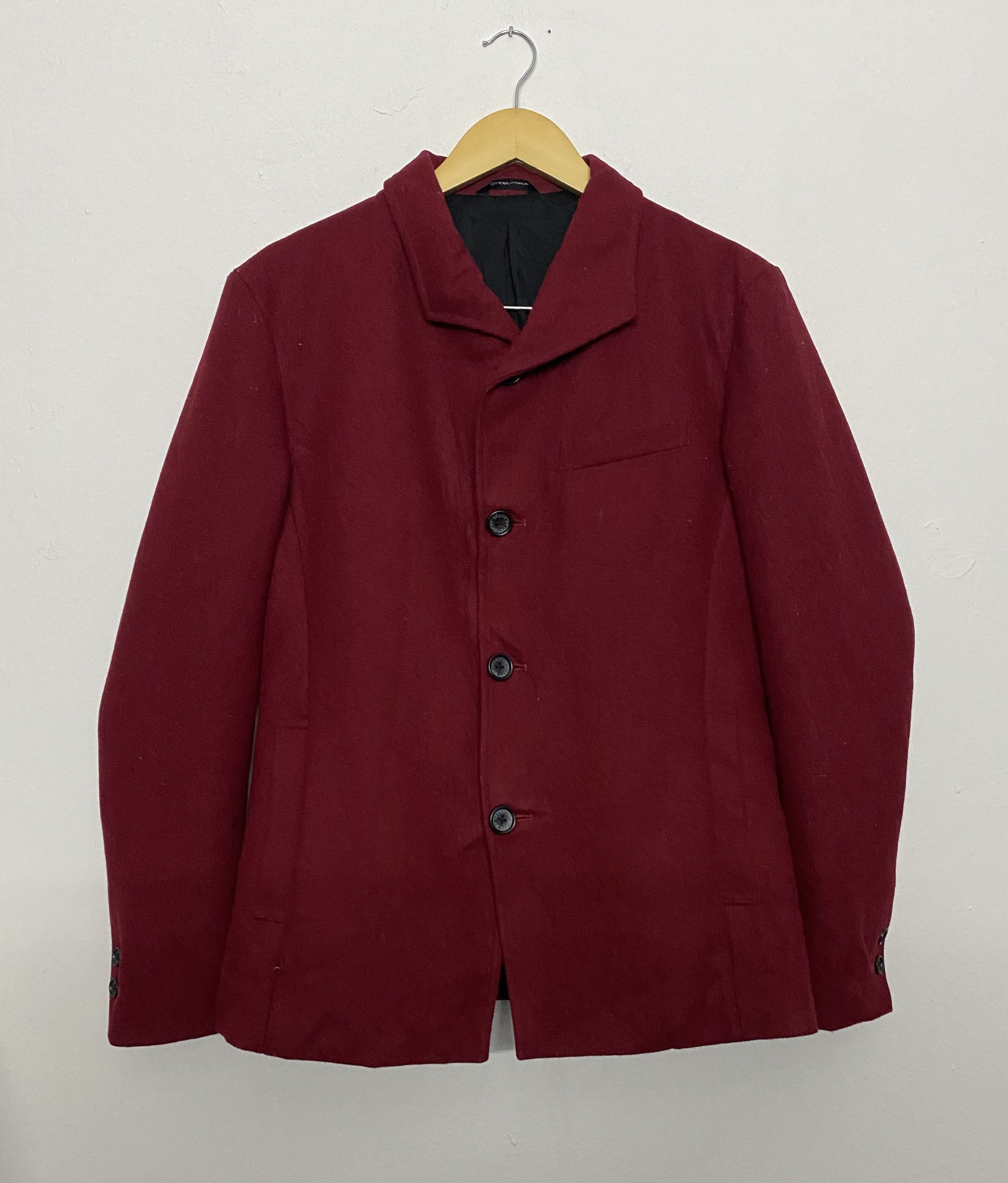 Vanquish Black by VANQUISH Burgundy Wool Blend Peacoat Jacket Size US S / EU 44-46 / 1 - 1 Thumbnail