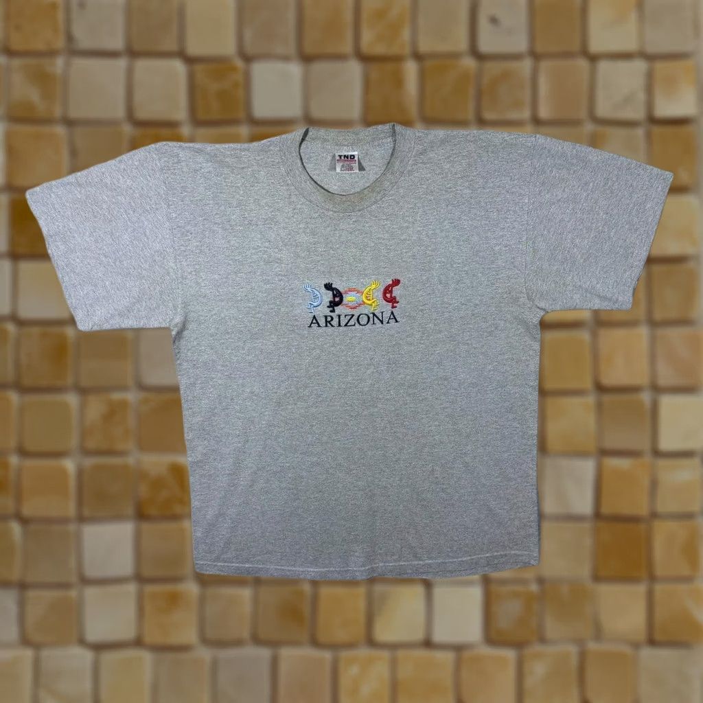 Vintage Vintage Arizona USA Embroidered Tourist Spellout Grey Cotton T-Shirt XL Mens Shirt Size US XL / EU 56 / 4 - 1 Thumbnail