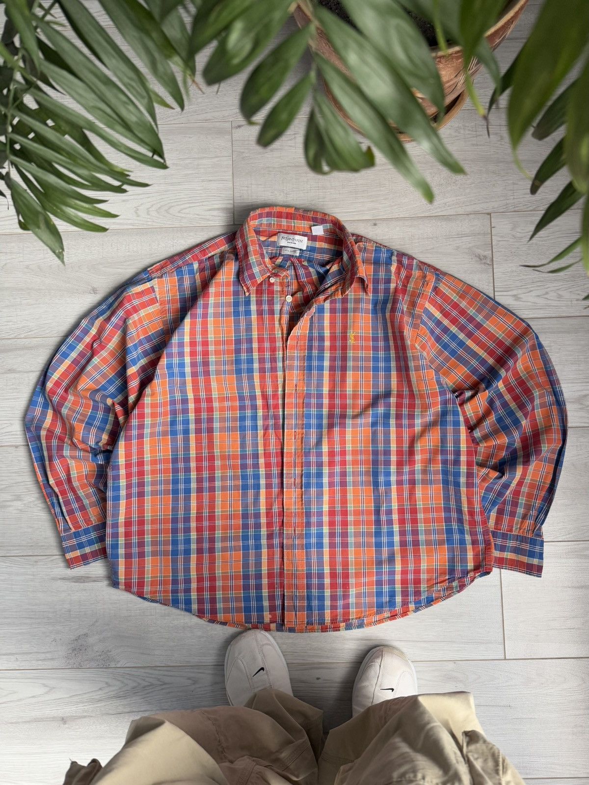 Vintage × Yves Saint Laurent Vintage Ysl navy check Yves Saint Lauren shirt Size US XL / EU 56 / 4 - 1 Thumbnail
