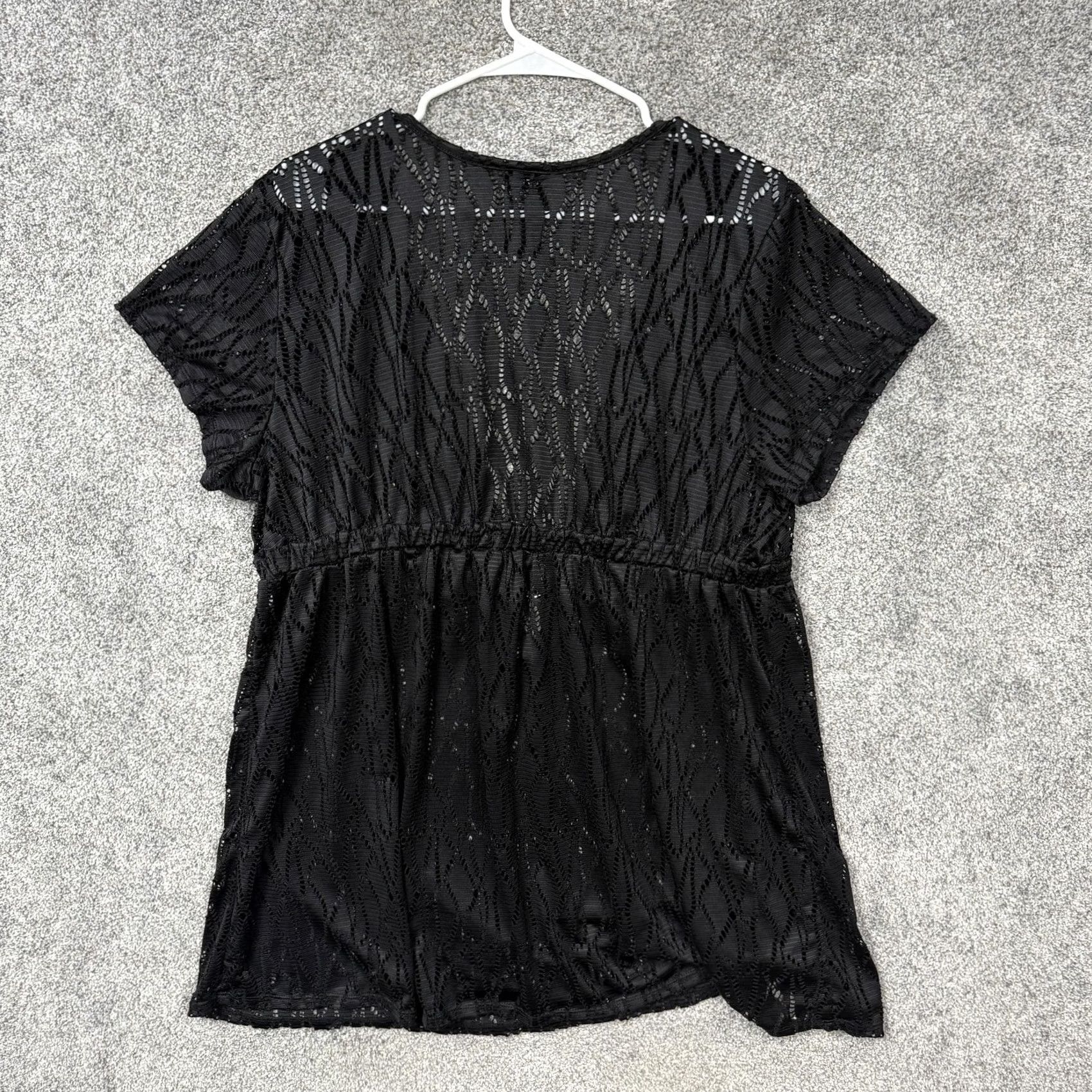 Catalina Catalina Cover Up 2X Women Beach Sheer Crochet Lace Poly/Spandex Black Geometric Lace Beach Gothic 2X Women Fashion Garment Size ONE SIZE - 6 Thumbnail