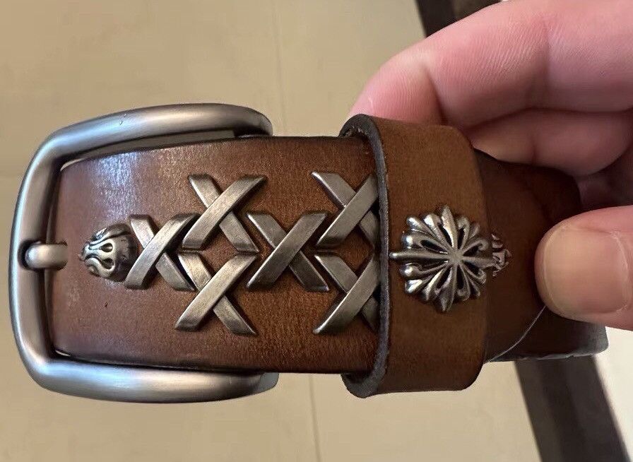 Japanese Brand × Vintage Retro brown studded western cowboy leather belt Size ONE SIZE - 4 Thumbnail
