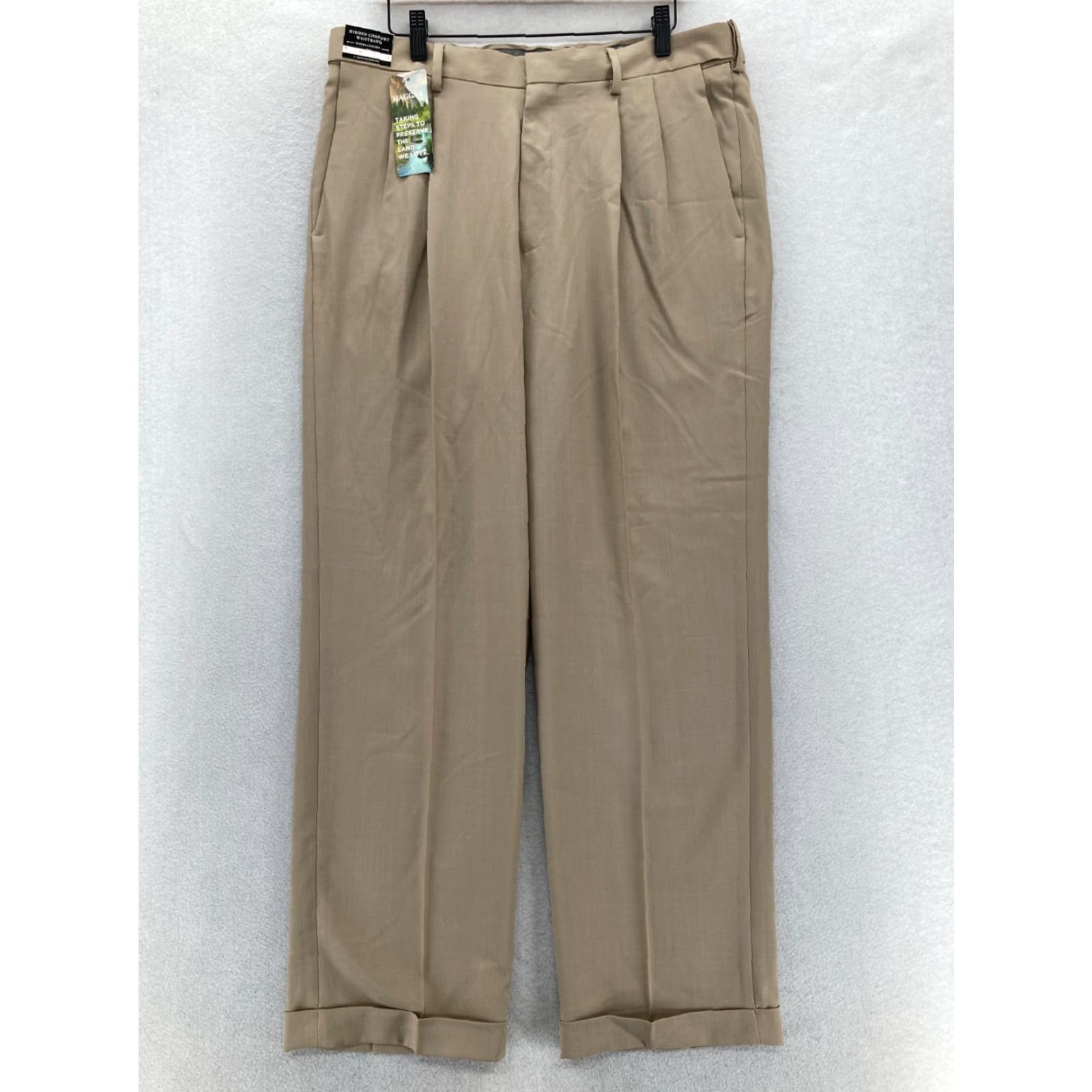 Haggar Haggar Dress Pants Mens 34x30 Khaki Beige Stretch Premium Comfort Wrinkle Resistant Business Workwear Straight Inseam 30in Regular Fit Size US 34 / EU 50 - 2 Thumbnail