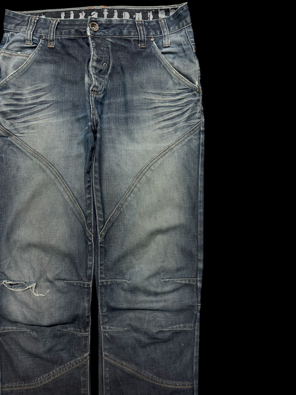 Rusty THRASHED Shine Denim Construction Rusty Blue Distressed Jean Size US 32 / EU 48 - 6 Thumbnail
