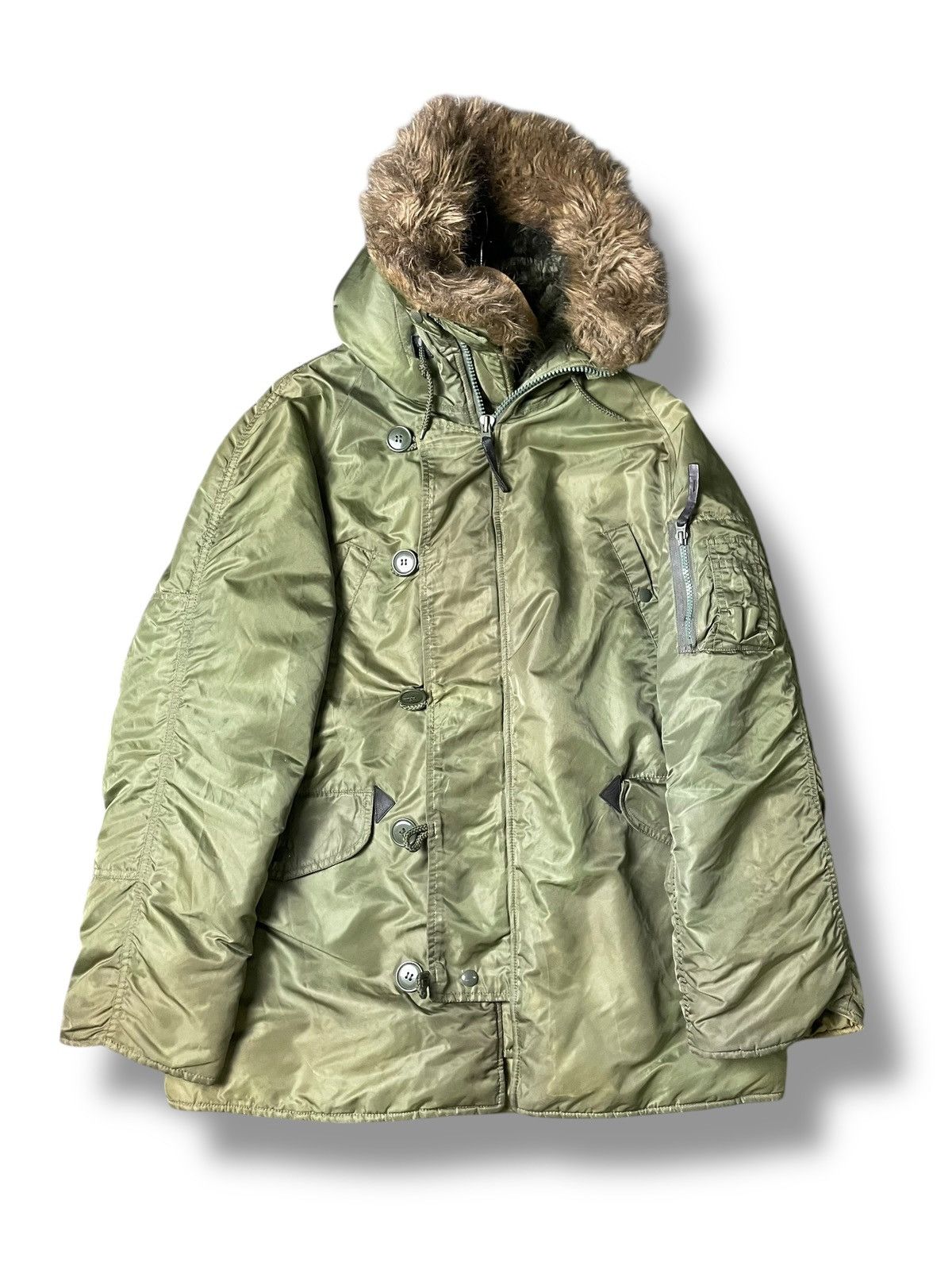 Alpha Industries × Japanese Brand × Vintage Alpha Industries N-3B Fur Hooded Jacket (110) Size US M / EU 48-50 / 2 - 1 Thumbnail