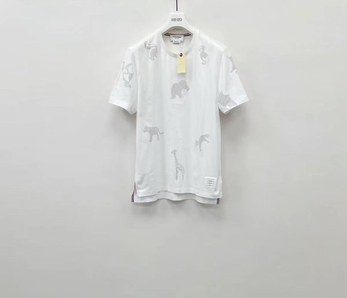 Thom Browne White Animal Print Short Sleeve T-Shirt Size US L / EU 52-54 / 3 - 1 Thumbnail