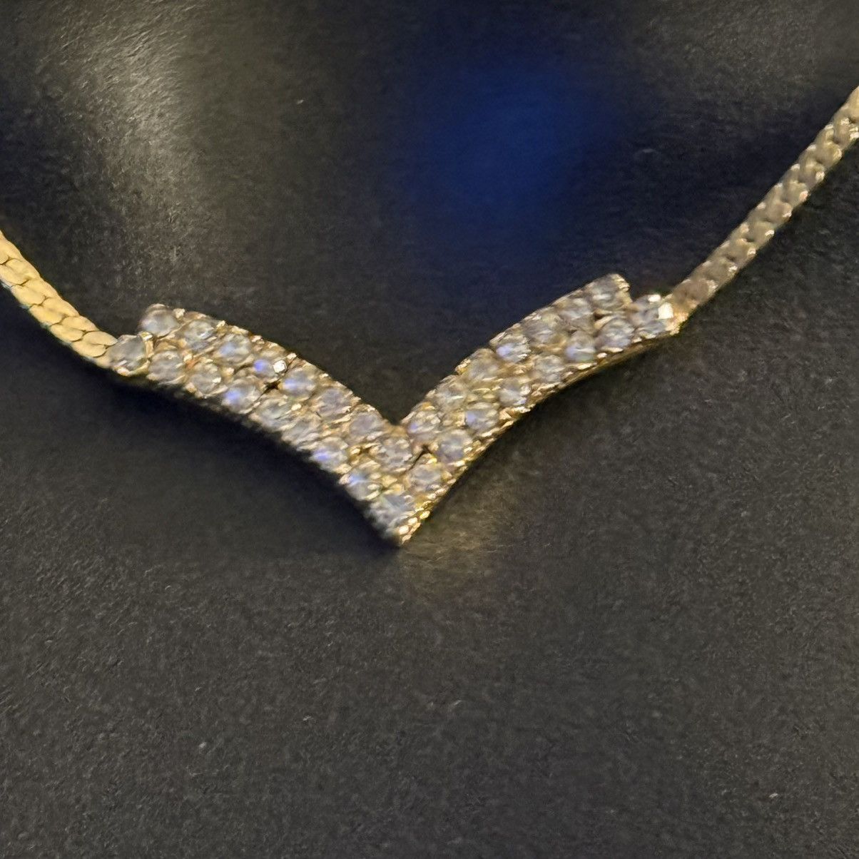 Vintage Vintage gold tone rhinestone chevron necklace Size ONE SIZE - 2 Thumbnail