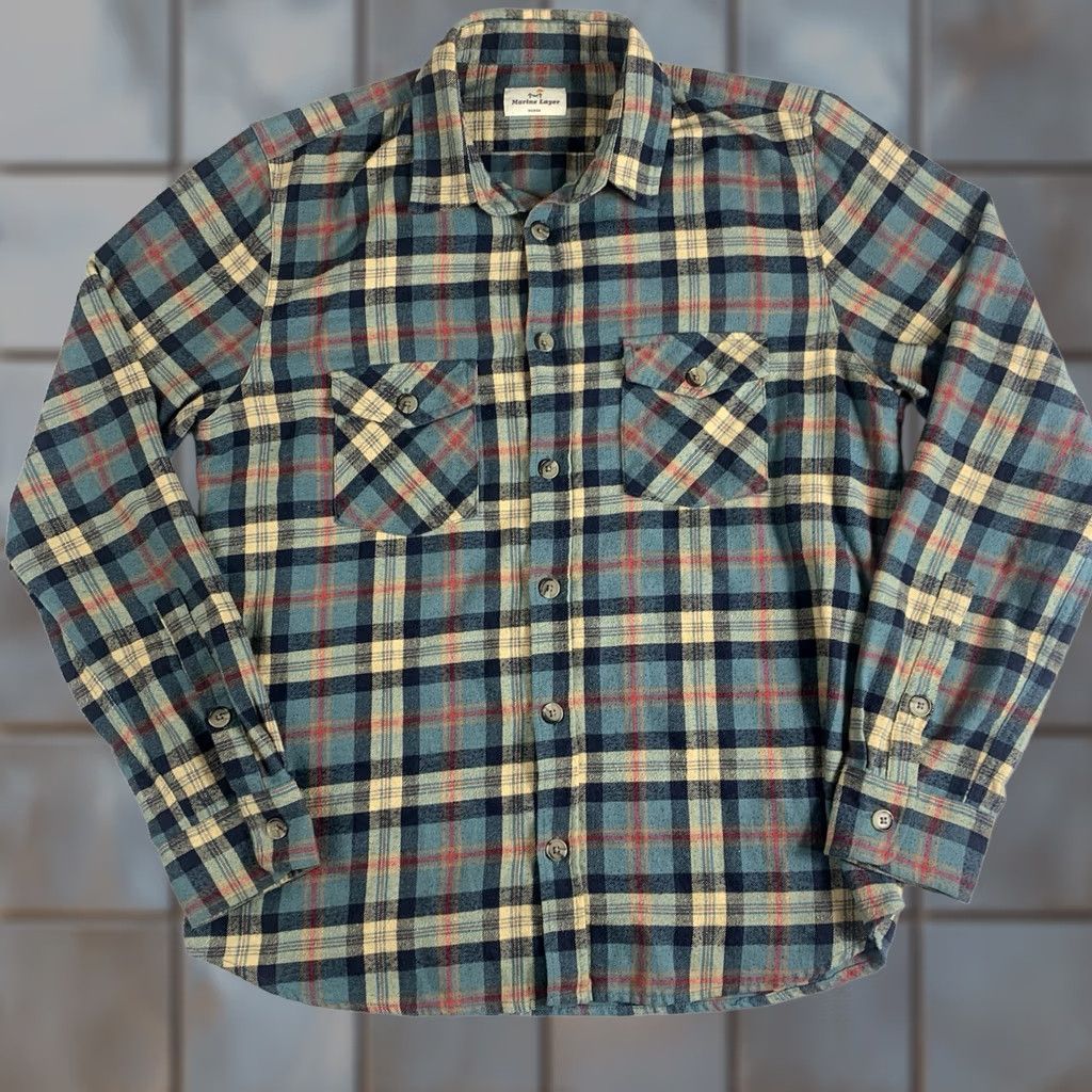 Marine Layer Marine Layer Shirt Men's Large Blue Plaid Flannel Long Sleeve Button Up Size US L / EU 52-54 / 3 - 1 Thumbnail