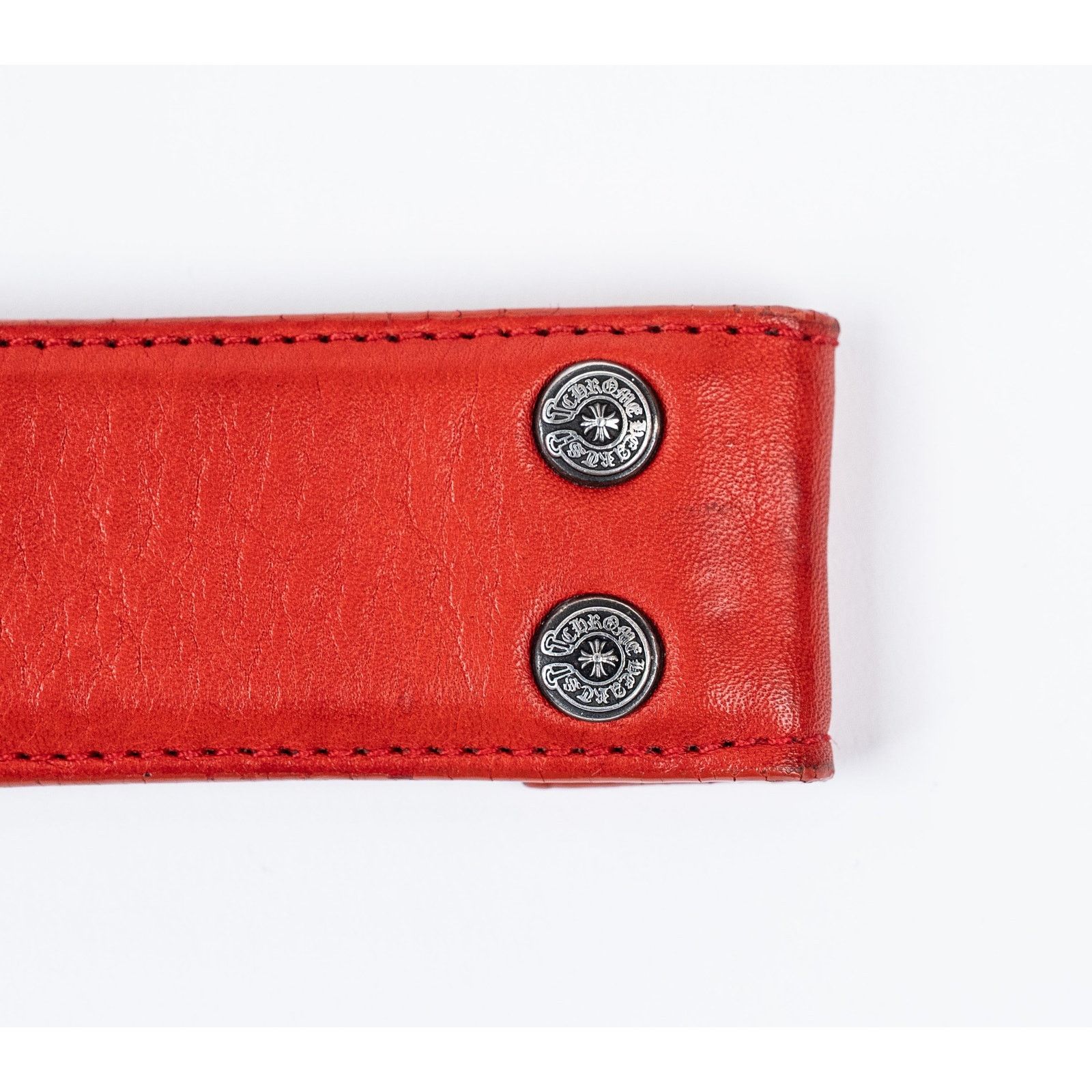 Chrome Hearts Red Leather Strap Size 32 - 4 Thumbnail