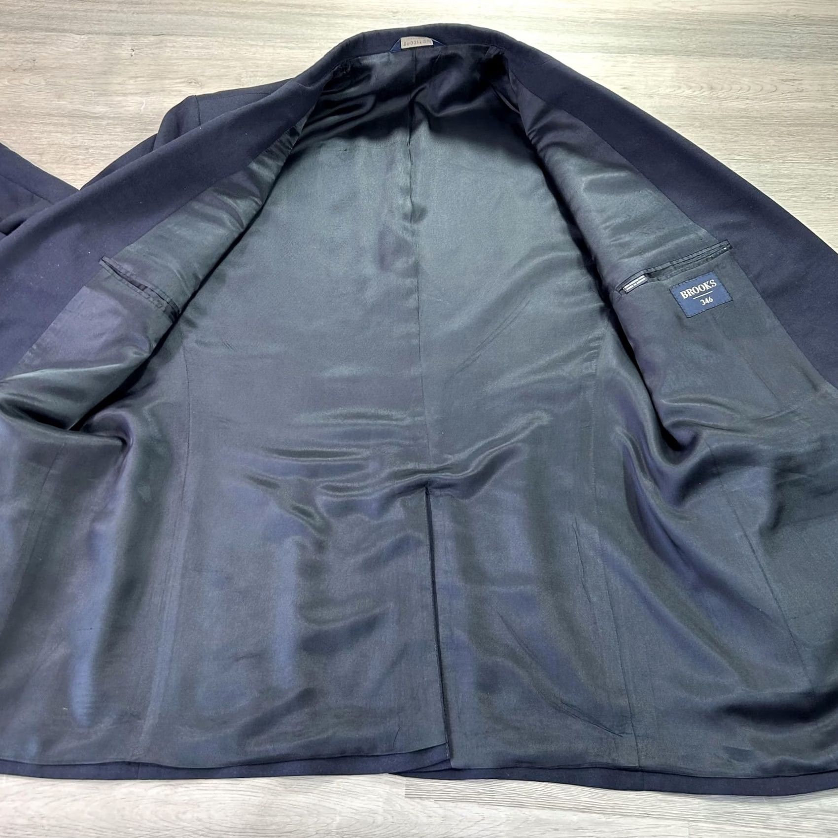 Brooks Brooks 346 Blazer Mens 44 Navy 100% Worsted Wool Sport Coat Jacket Gold Buttons Size 44R - 3 Thumbnail