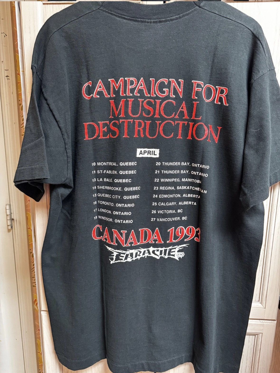 Vintage 1993 Napalm Death Campaign for Musical Destruction T shirt Size US XL / EU 56 / 4 - 2 Thumbnail