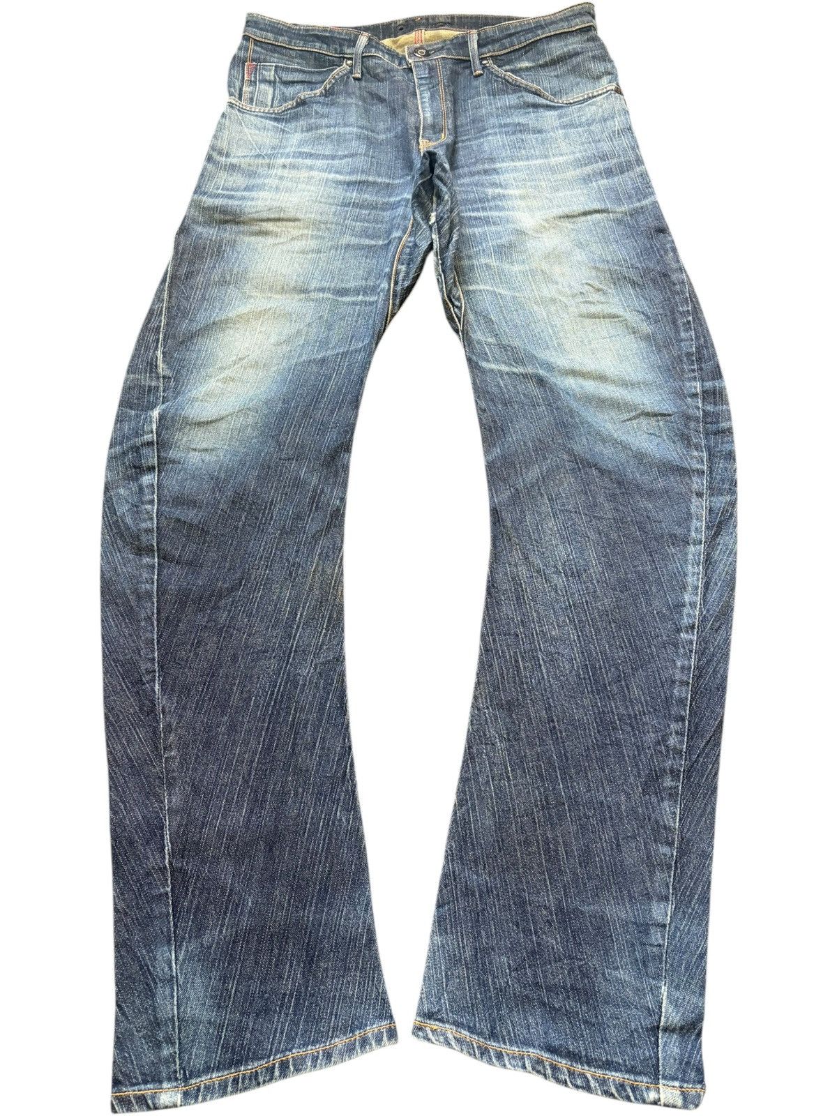 Edwin Vintage Edwin Blue Trip Faded Wash Distressed Jeans Size US 33 - 1 Thumbnail