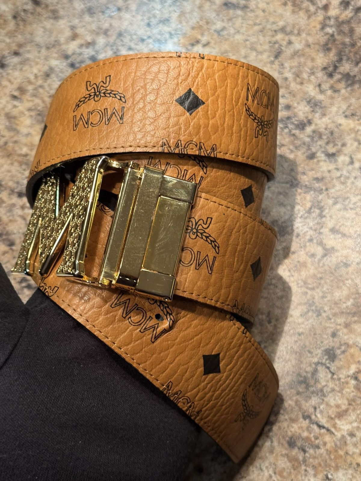 MCM MCM Visetos Monogram Belt w/ Gold M Buckle Size 38 - 5 Thumbnail