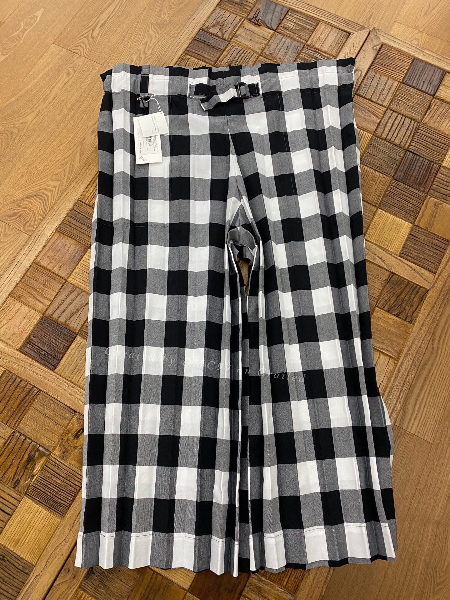 Pleats Please Issey Miyake Issey Miyake Black White Check Wide-Leg Pants Size 32" / US 10 / IT 46 - 1 Thumbnail