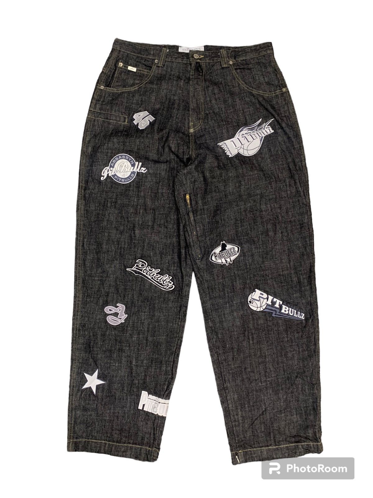 image of Avant Garde Baggyog Assassyn Jeanz Baggy Embroidered Pant Design in Black, Men's (Size 36)