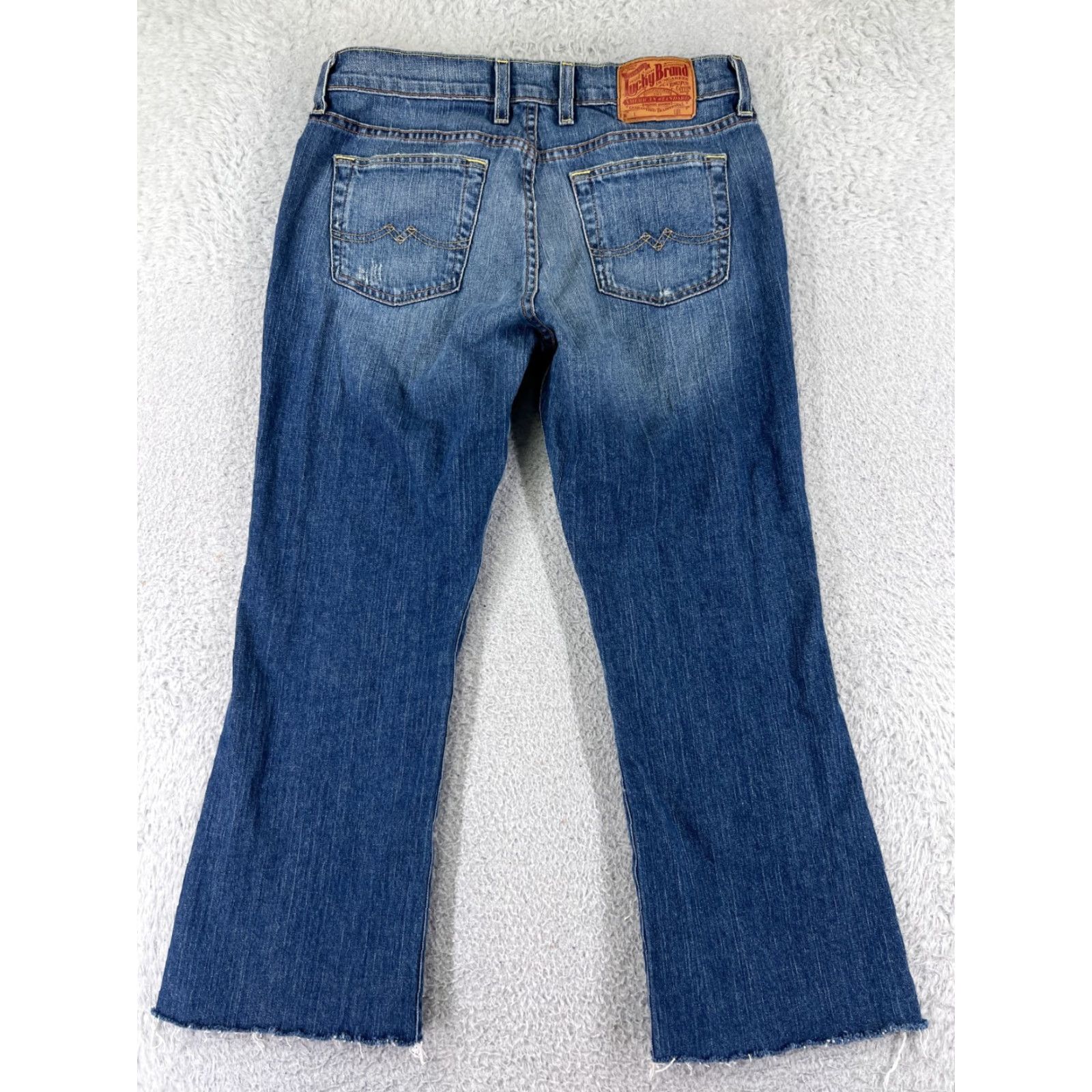 Lucky Brand VINTAGE Lucky Brand Jeans Women 29 Blue Denim Flared Crop Low Rise 5-Pocket 24 Inseam Button Zip Cotton Blend Size 29" - 2 Thumbnail
