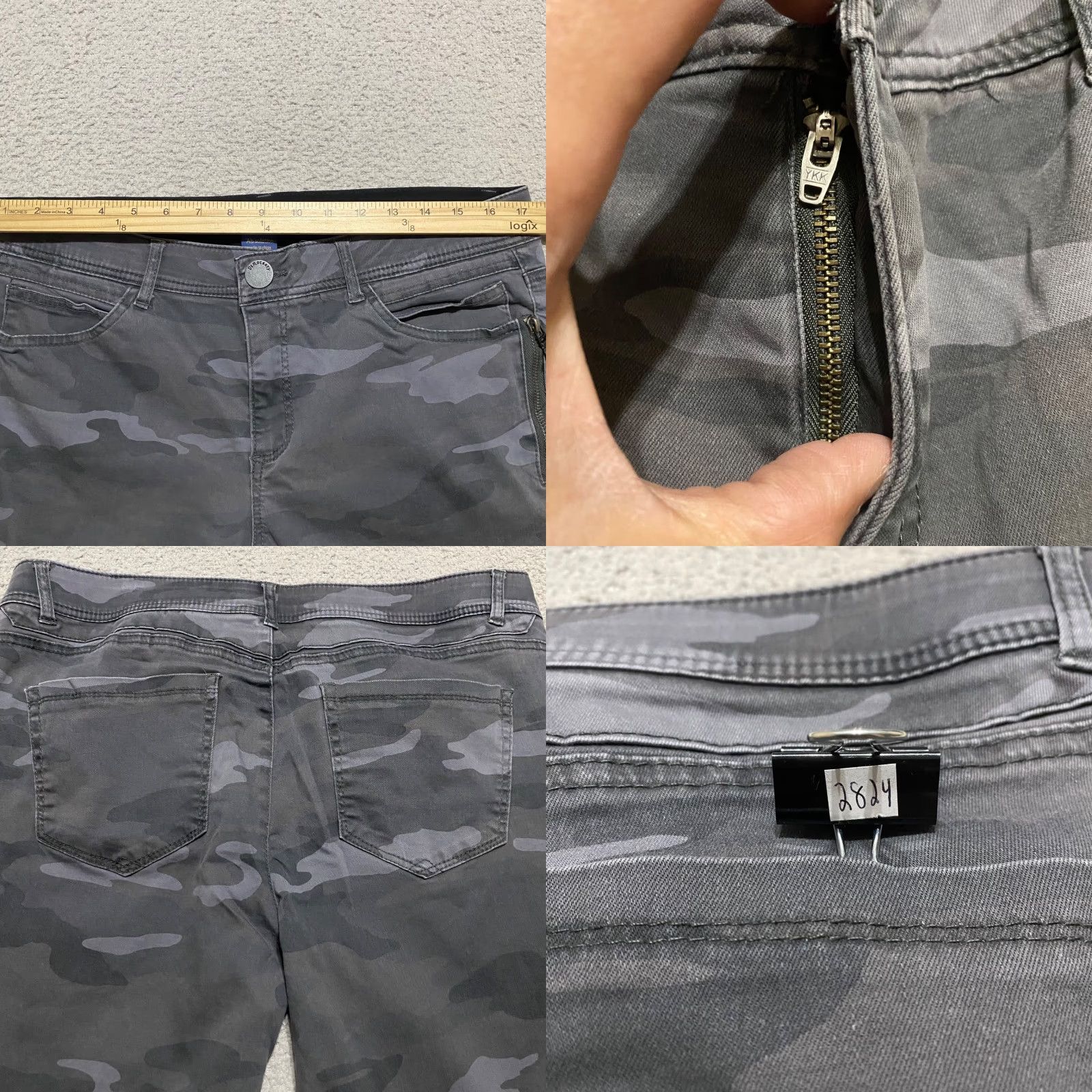 Vintage Democracy Jeans Gray Camouflage Skinny Mid Rise 14 Womens Regular Flex Waist 5-Pocket Stretch Denim Pants Ladies Size 36" / US 14 / IT 50 - 8 Thumbnail