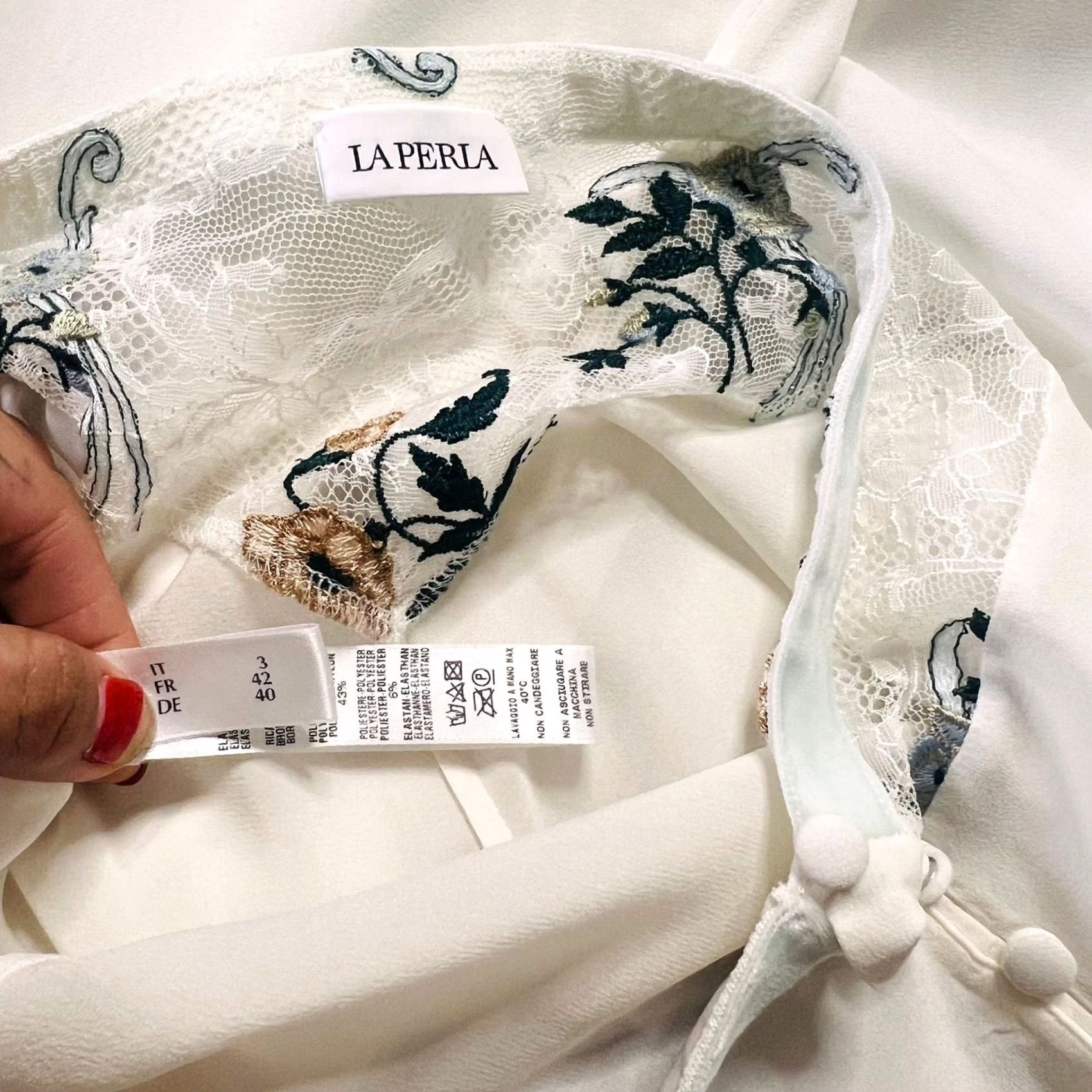 La Perla La Perla White Blue Lace Sheer Lounge Pants Silk US Medium Woman M White Vintage 90s Boho Lace Sheer Lounge Pants Silk US Medium Women Size 32" / US 10 / IT 46 - 4 Thumbnail