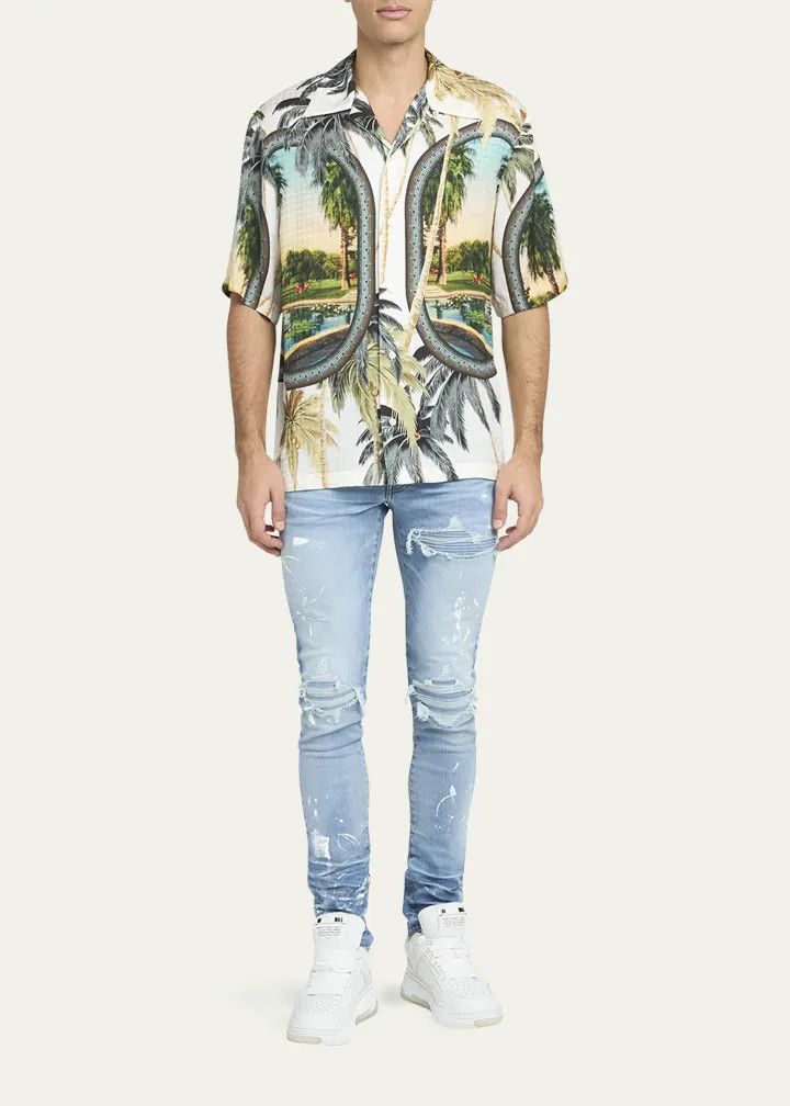 Amiri os11x1225 Paradise Short-Sleeve Bowling Shirt in Multicolor Size US M / EU 48-50 / 2 - 2 Thumbnail