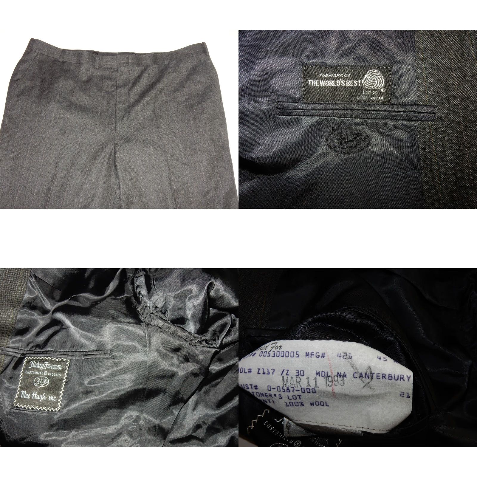 Vintage VINTAGE Hickey Freeman Suit 2 Piece Men Gray Wool 40x30 Pants 45R Jacket 40x30 Rip Sleeve Mens Size 48R - 8 Thumbnail