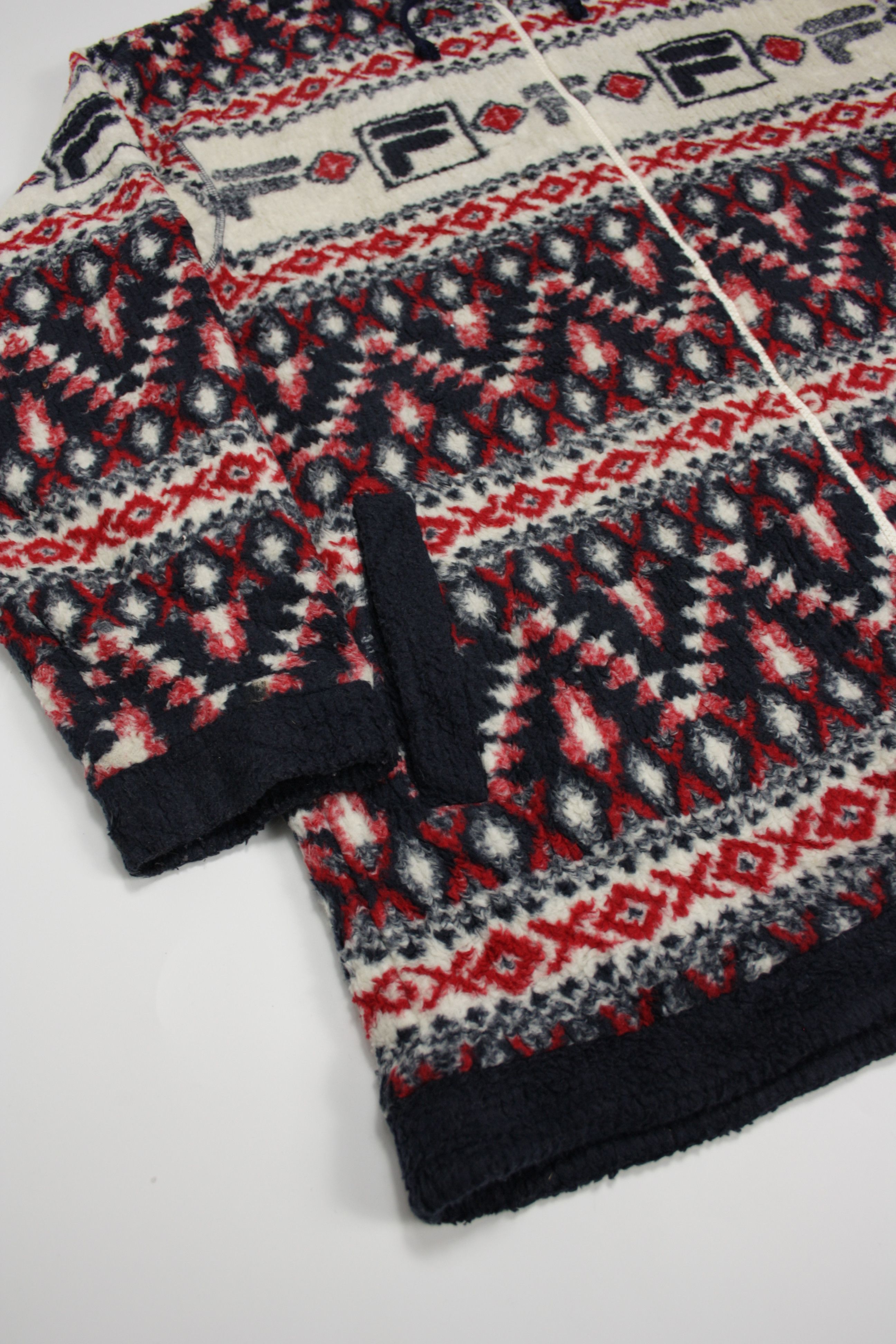 Fila × Japanese Brand × Vintage Fila 90s Vintage Printed Fleece Windbreaker Hooded Jacket Size US M / EU 48-50 / 2 - 7 Thumbnail
