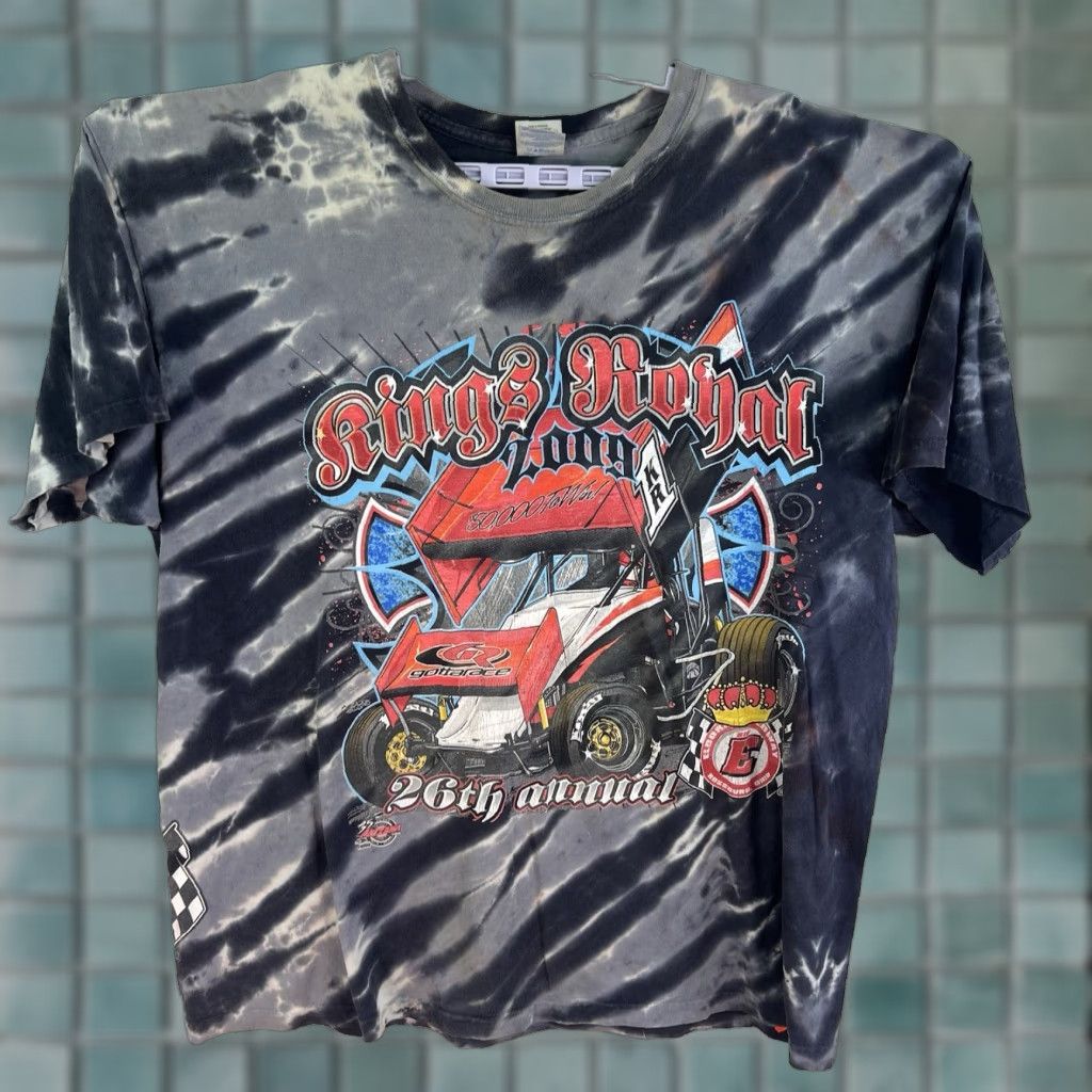 Gildan Kings Royal 2009 26th Annual Race T-Shirt Mens XL Tie Dye Gray Graphic Print Double-Sided Limited Edition Gildan Ultra Cotton USA Cars Sports Shirt Size US XL / EU 56 / 4 - 1 Thumbnail