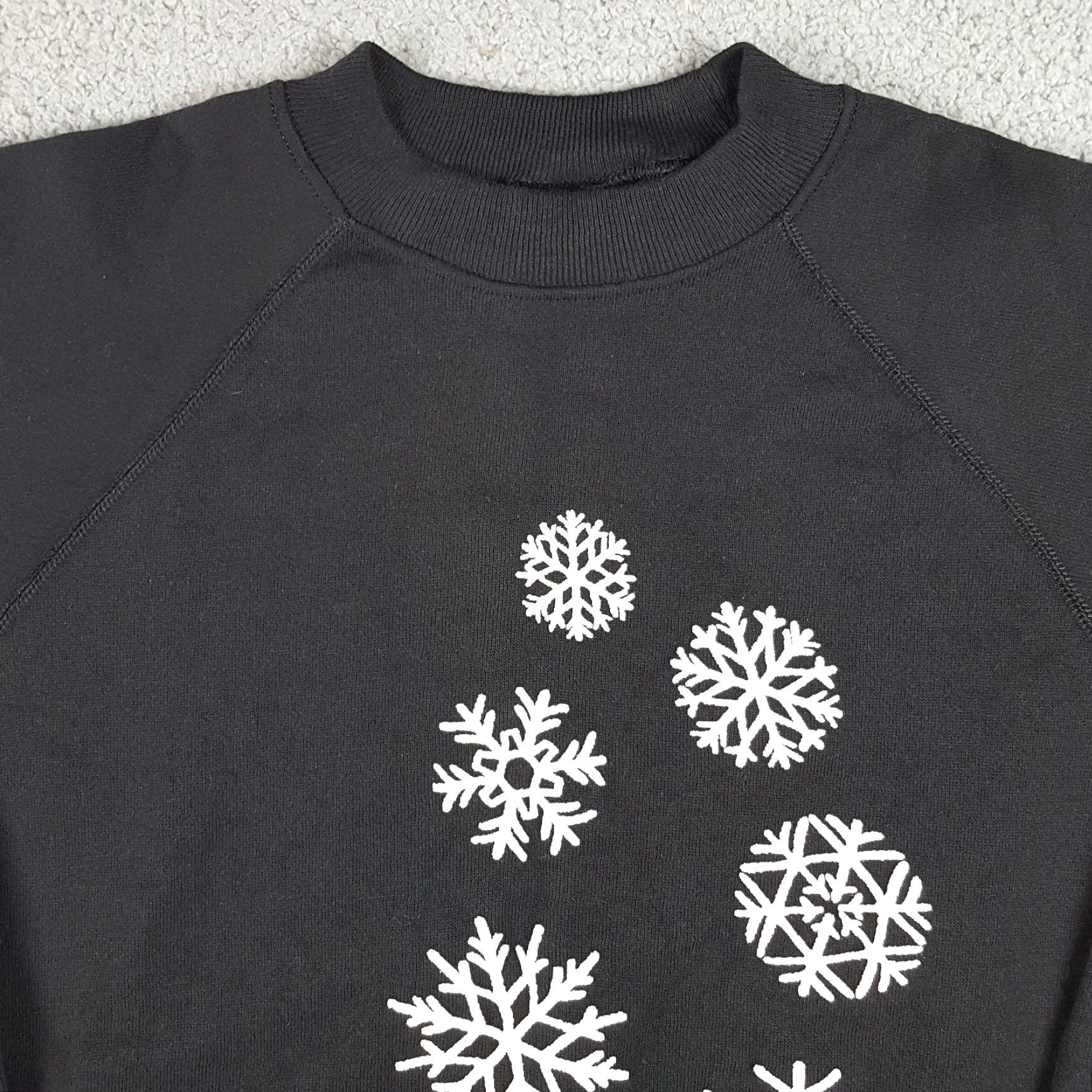 Hanes Vintage 80s Snow Flake Puff Print Size M Christmas Crewneck Sweatshirt Pullover Size M / US 6-8 / IT 42-44 - 2 Thumbnail