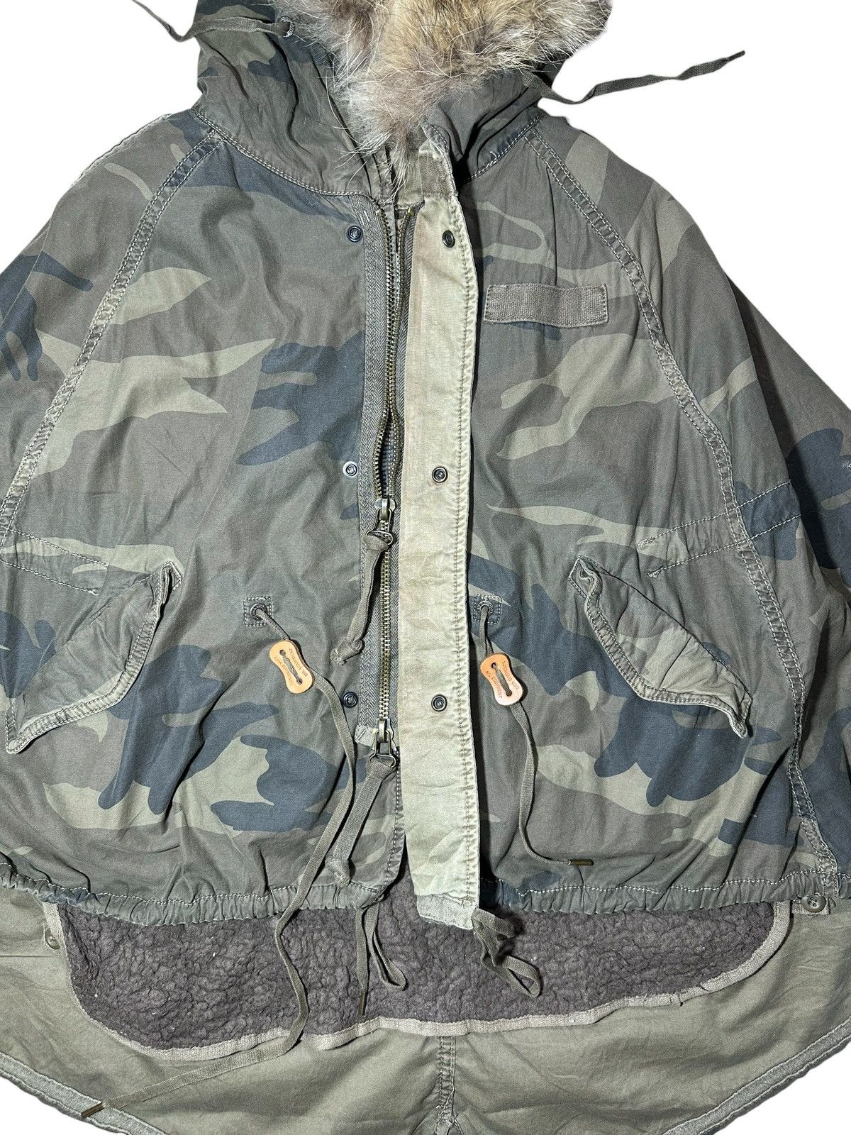 GOA G.O.A Camouflage Fur Hood Poncho Size ONE SIZE - 9 Thumbnail