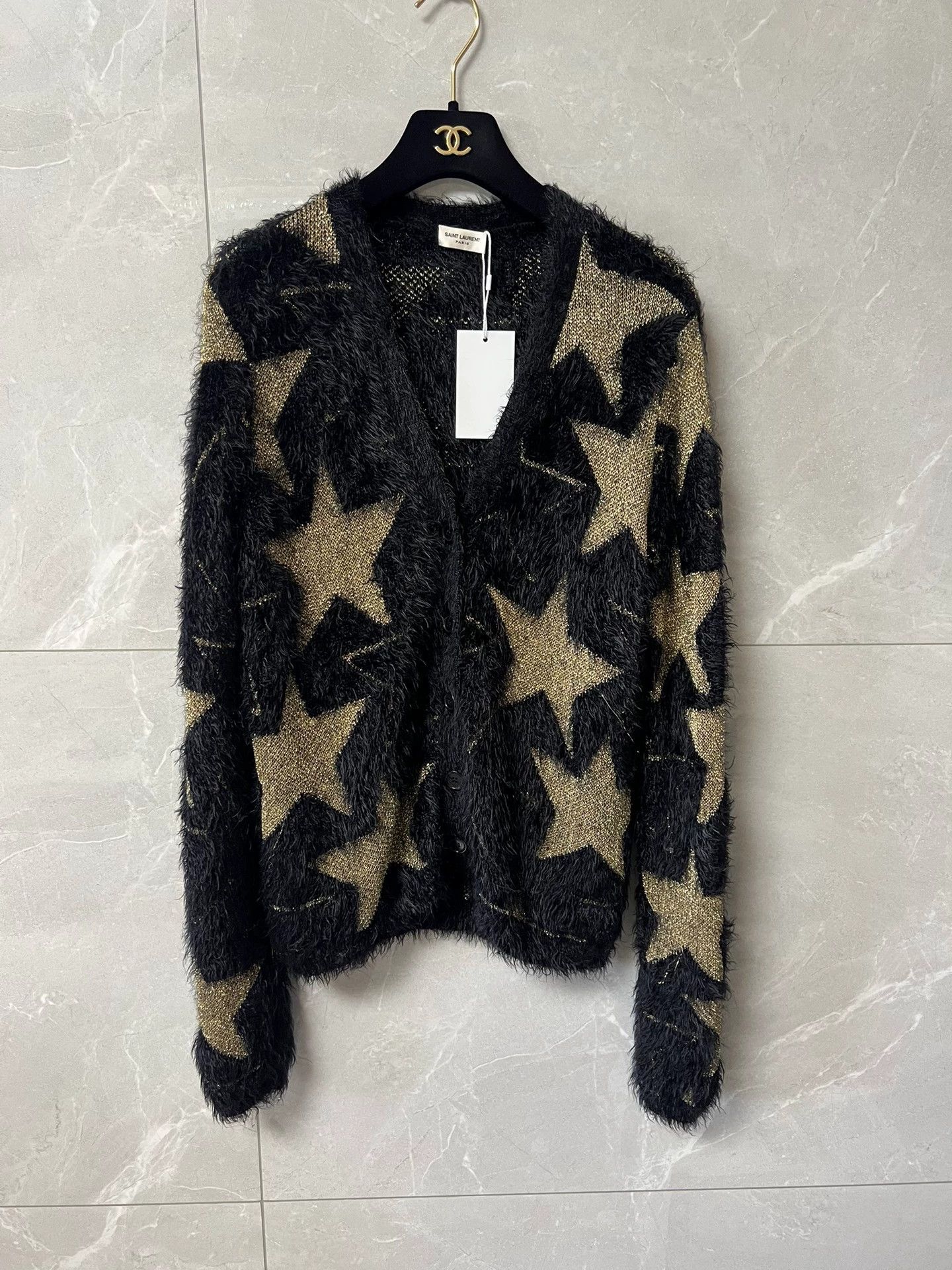 Saint Laurent Paris Star knitted cardigan sweater - Tops