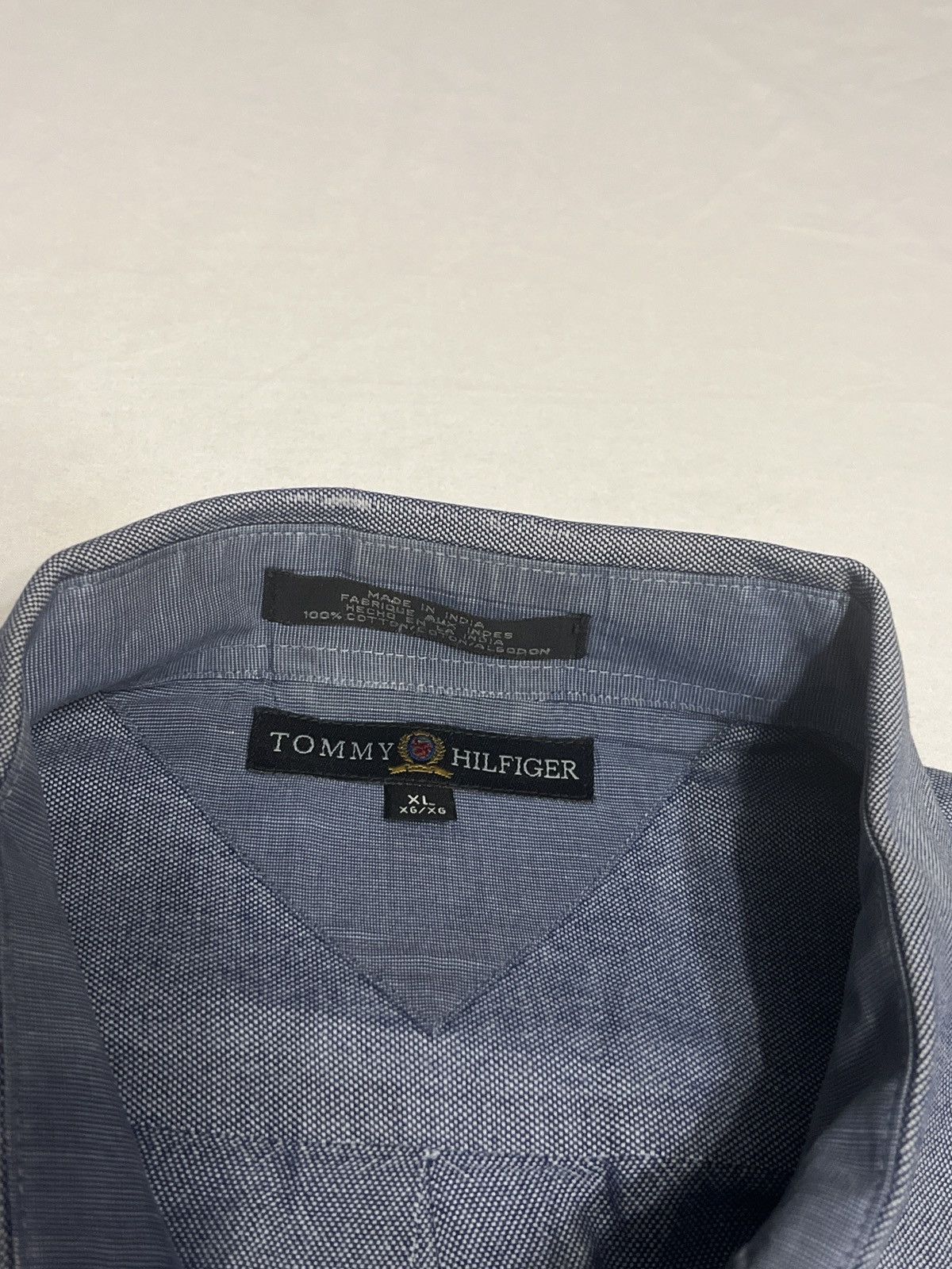 Tommy Hilfiger × Vintage Vtg Tommy Hilfiger patchwork distressed button down shirt. Size US XL / EU 56 / 4 - 3 Thumbnail