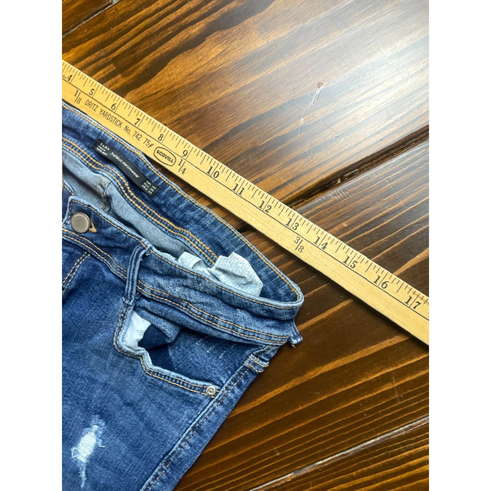 Zara Zara Jeans Women's Size 08 Blue Denim Distressed Frayed Hem Regular Size 30" / US 8 / IT 44 - 3 Thumbnail