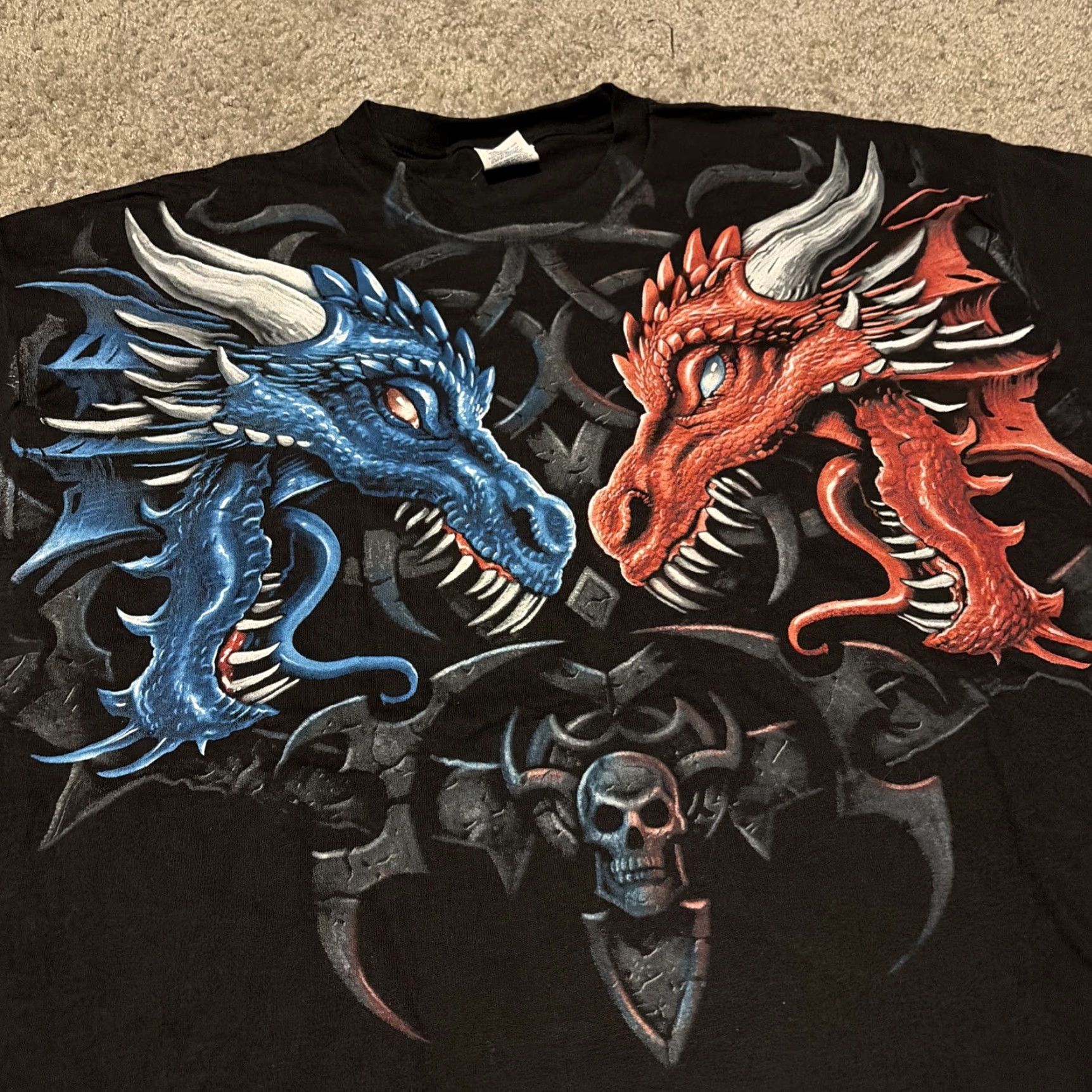 Delta Vtg Dueling Dragons Science Fiction Y2K Cyber Grunge Goth Skater Black T-Shirt Men XL Delta Shirt Size US XL / EU 56 / 4 - 3 Thumbnail