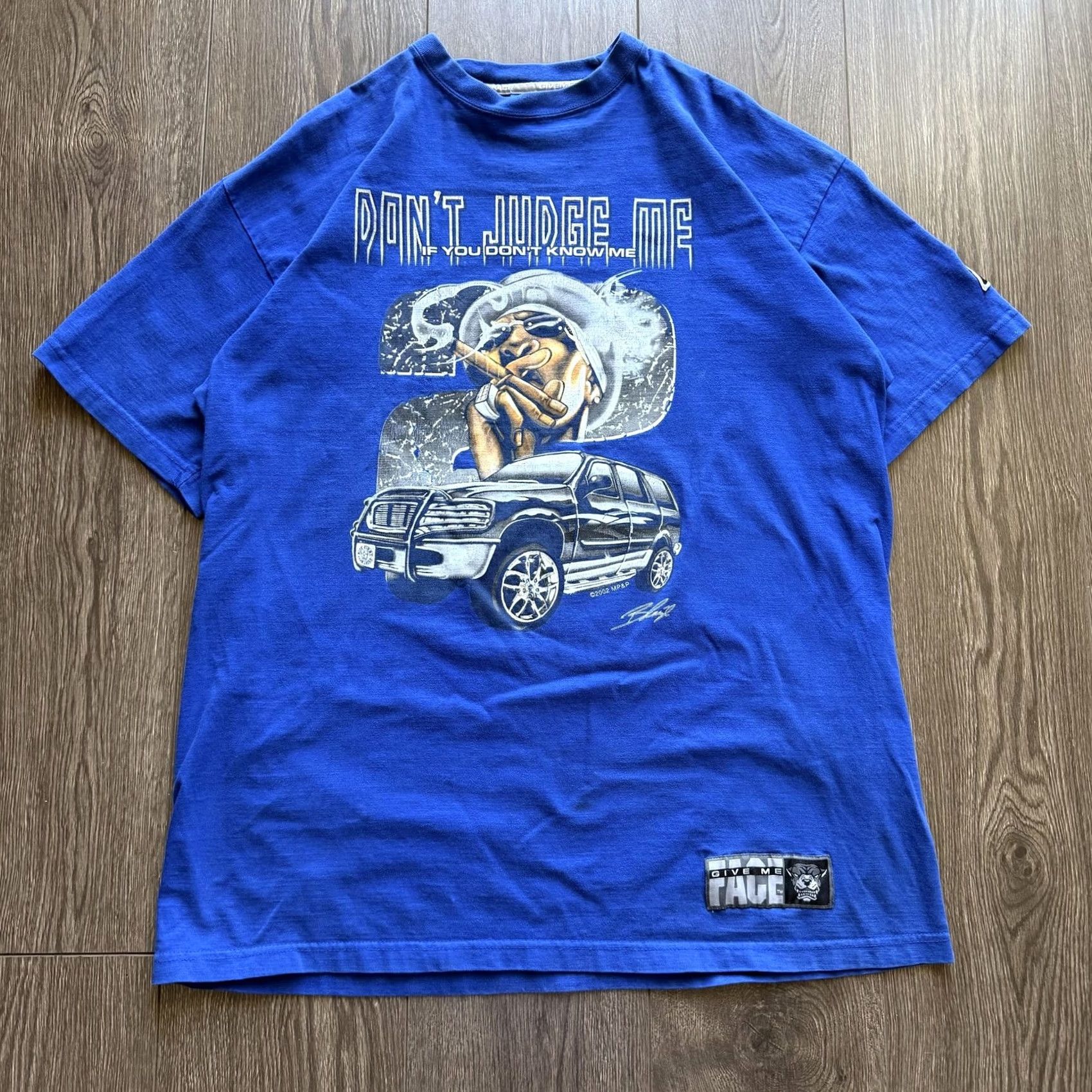 Vintage VINTAGE GIVEMEFACE T-Shirt Mens XL Blue Don't Judge Me Graphic Tee Streetwear 2000s Y2K Mens XL Graphic Print Crew Neck Short Sleeve Boys Girls Womens Size US XL / EU 56 / 4 - 3 Thumbnail
