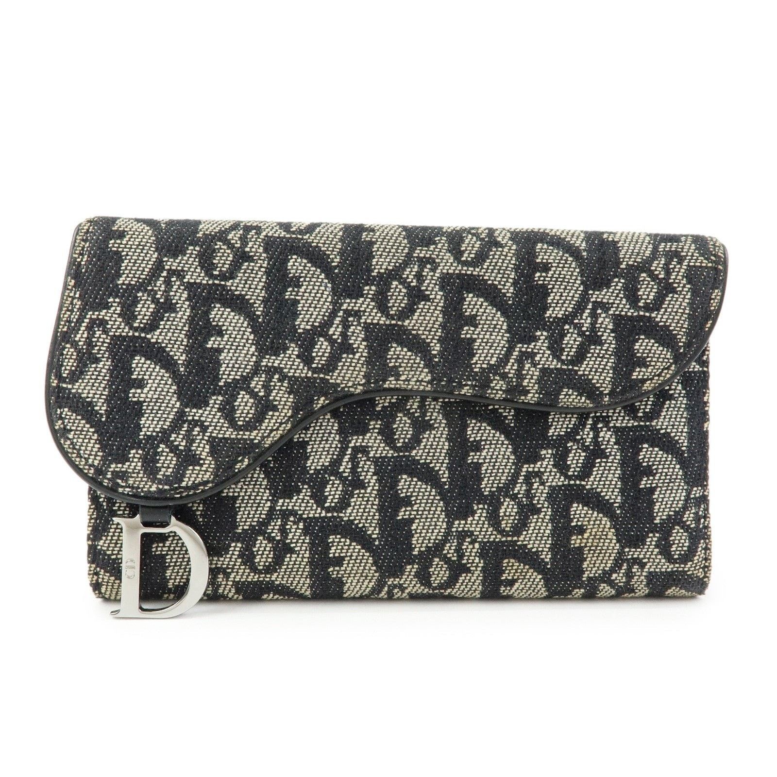 Christian Dior Monsieur Christian Dior Oblique Saddle Flap Wallet Canvas Navy Size ONE SIZE - 1 Thumbnail