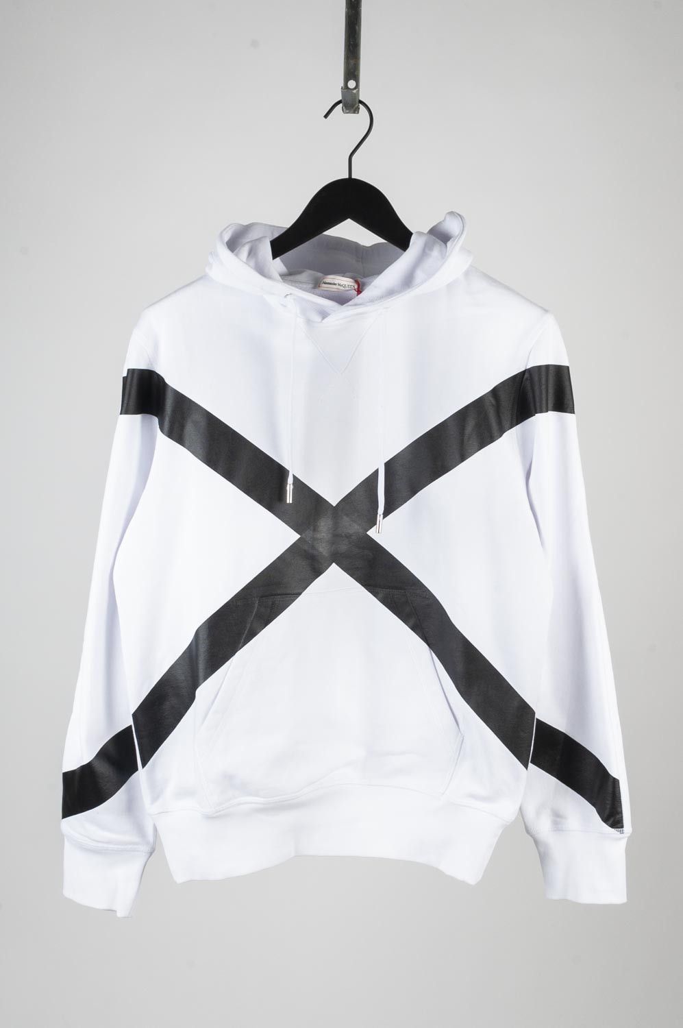 image of Alexander Mcqueen Men White Black Hoodie Jumper M H4060 (Size Medium)