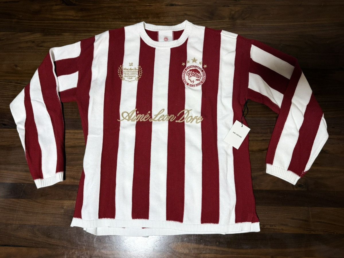 Aime Leon Dore Aime Leon Dore ALD Olympiacos F.C. Striped Crewneck Sweater Size US XXL / EU 58 / 5 - 4 Thumbnail