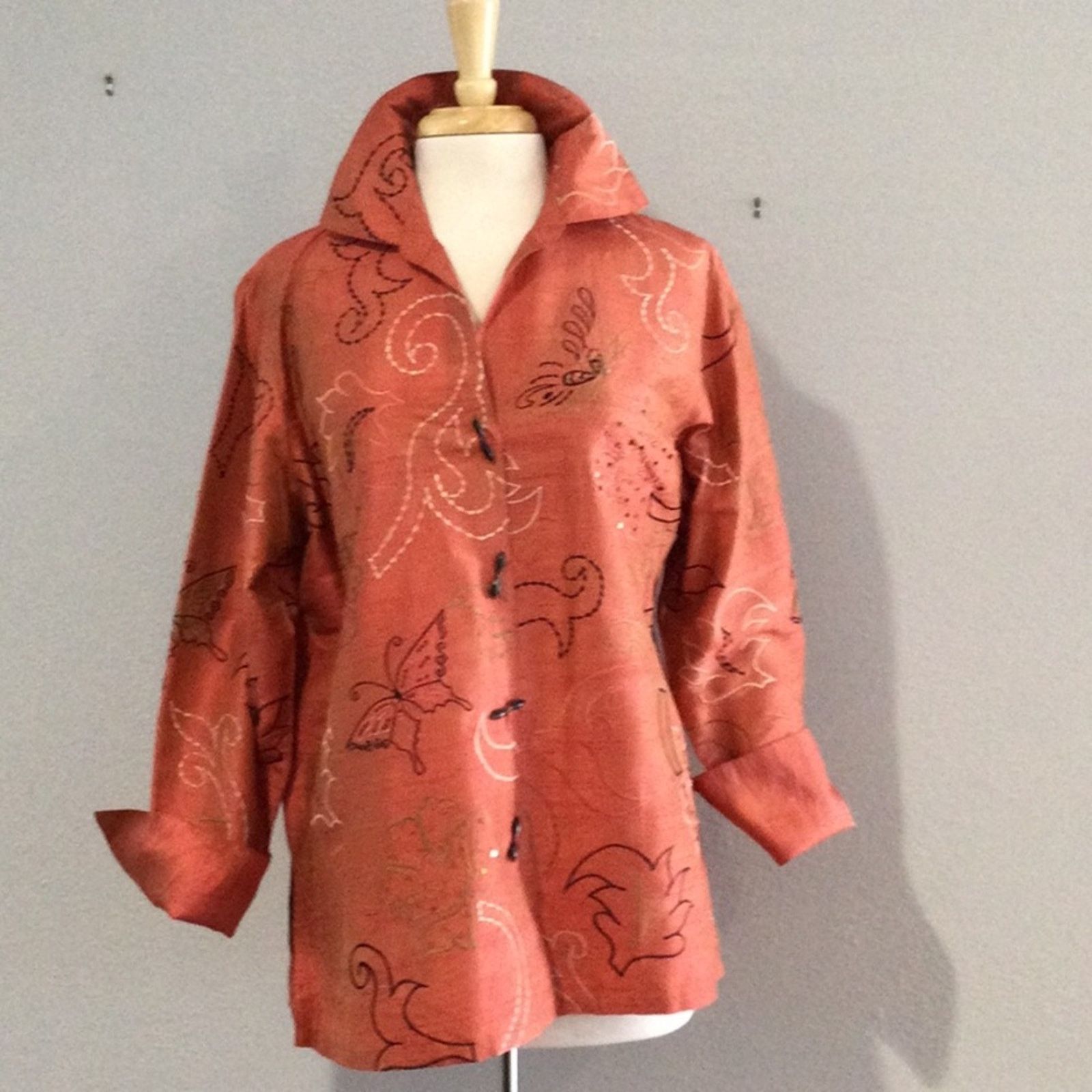 Other Yak Magik 100% Silk Embroidered Sequins Toggle Jacket M Size M / US 6-8 / IT 42-44 - 12 Thumbnail