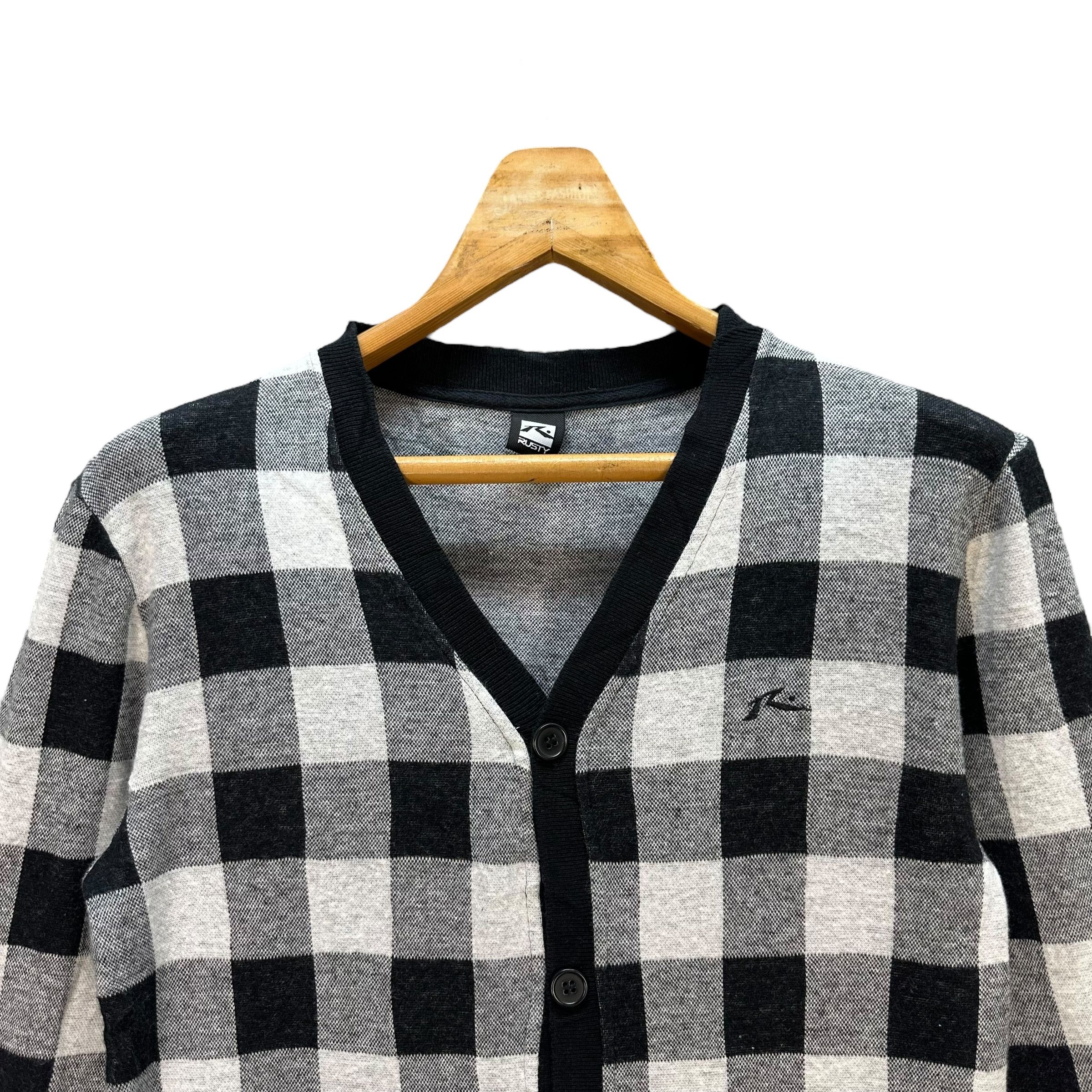 Rusty RUSTY Embroidery Small Logo Checked Cardigan #A4-0079 Size M / US 6-8 / IT 42-44 - 2 Thumbnail
