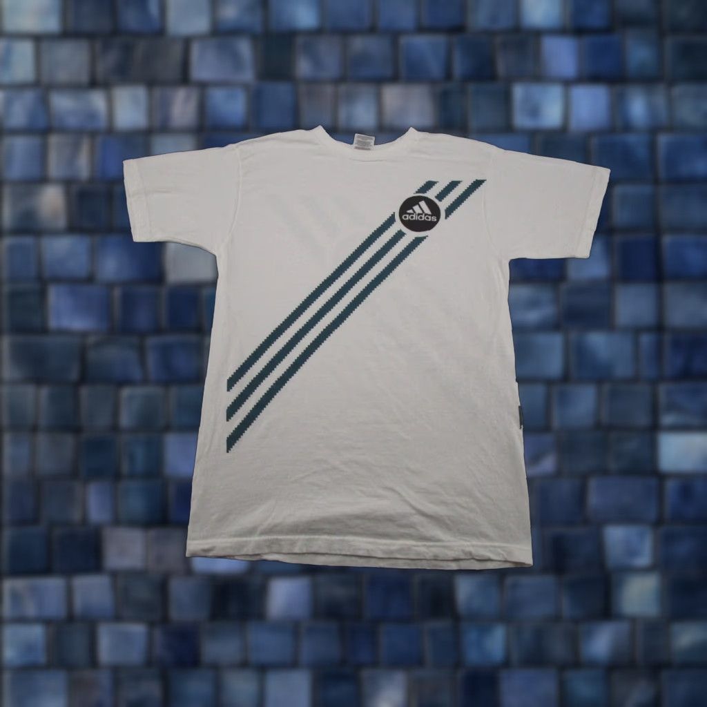 Adidas VINTAGE Adidas Double-Sided Graphic T-Shirt Striped Mens M Cotton White Logo Short Sleeve Crew Neck 90s Summer Men Size US M / EU 48-50 / 2 - 1 Thumbnail