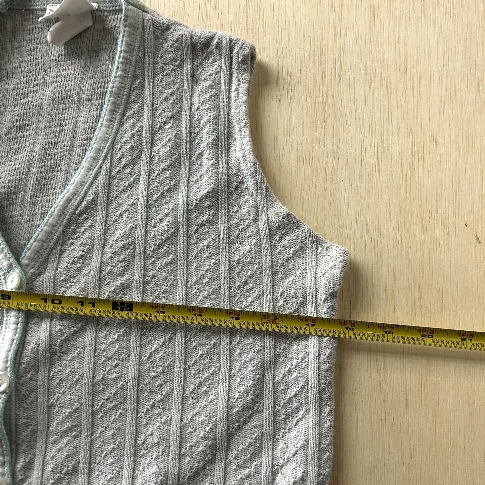 Vintage MODA INTL Sweater Vest Womens XL Blue V Neck Striped Button Tight-Knit Cotton Size XL / US 12-14 / IT 48-50 - 6 Thumbnail