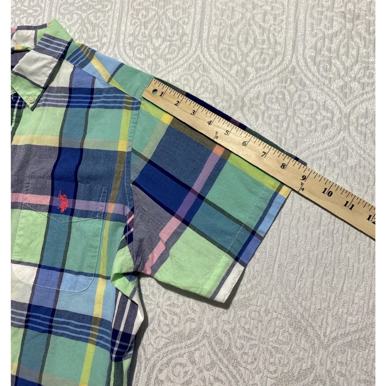 Vintage US Polo Assn Shirt Mens Medium Green Blue Plaid Short Sleeve Button Down Size US M / EU 48-50 / 2 - 7 Thumbnail